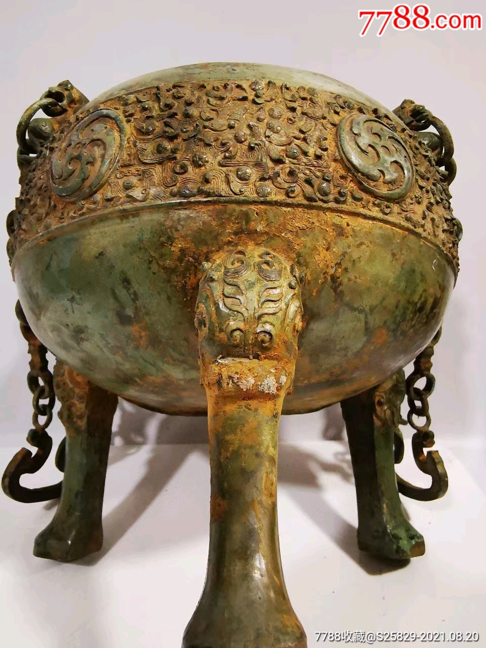 旧藏水坑青铜提梁摆件