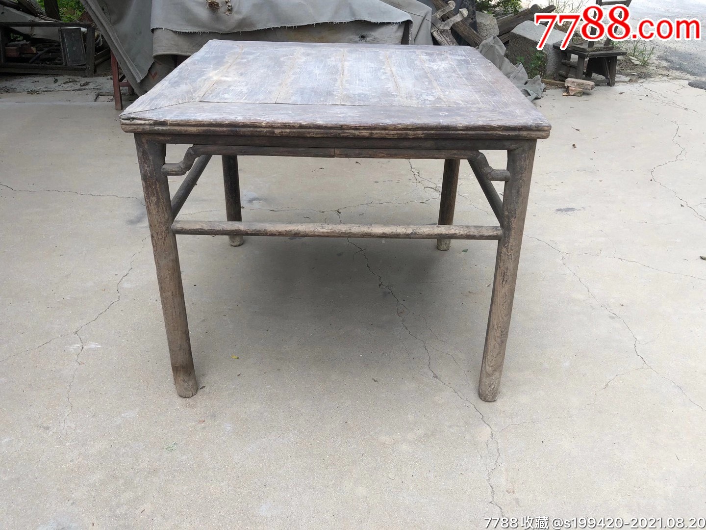 明代榆木八仙桌做工简洁内涵丰富结实牢固年份老