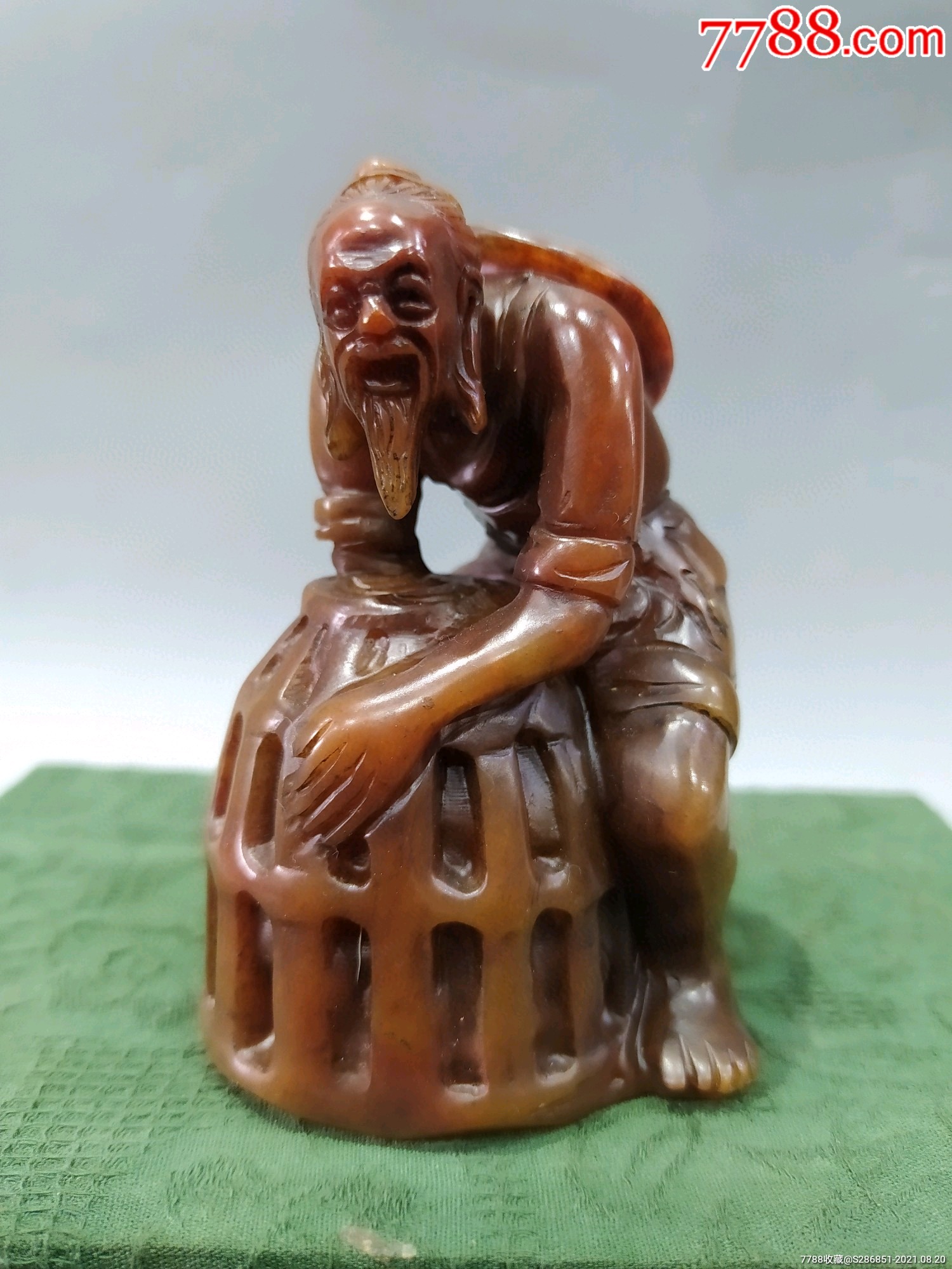 寿山石雕刻《渔翁》印章,不议价