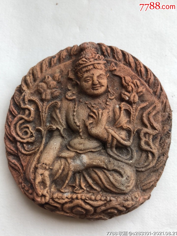 清代擦擦佛:绿度母7.4,7.1,1.8厘米