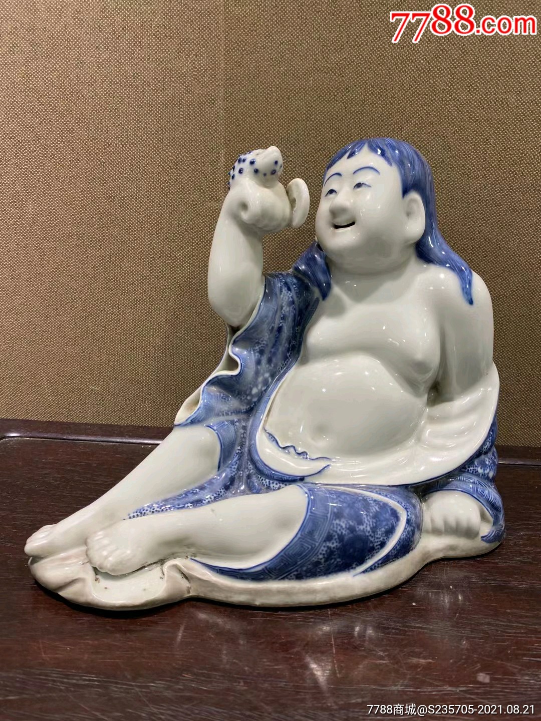 刘海戏金蟾-雕塑瓷/瓷雕-7788烟标收藏