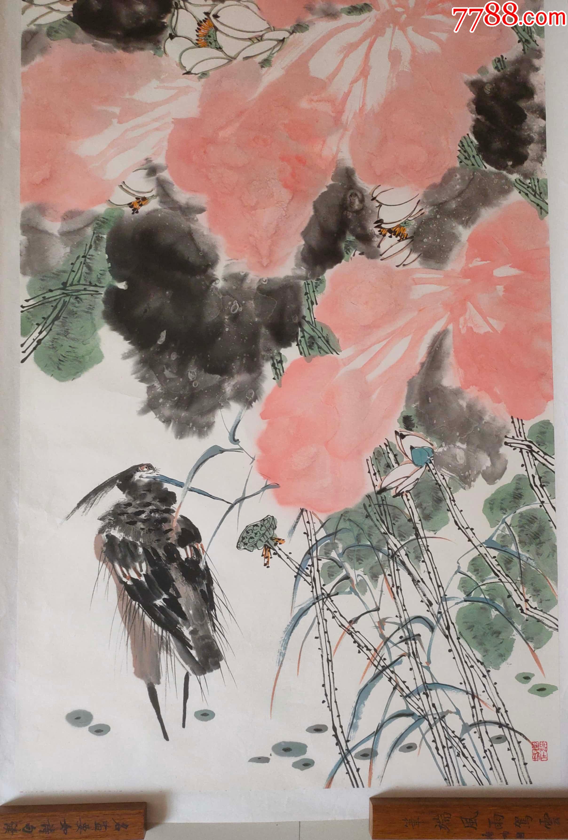 j168中国美术家协会会员著名画家娄鸿泰老师四尺整张花鸟作品