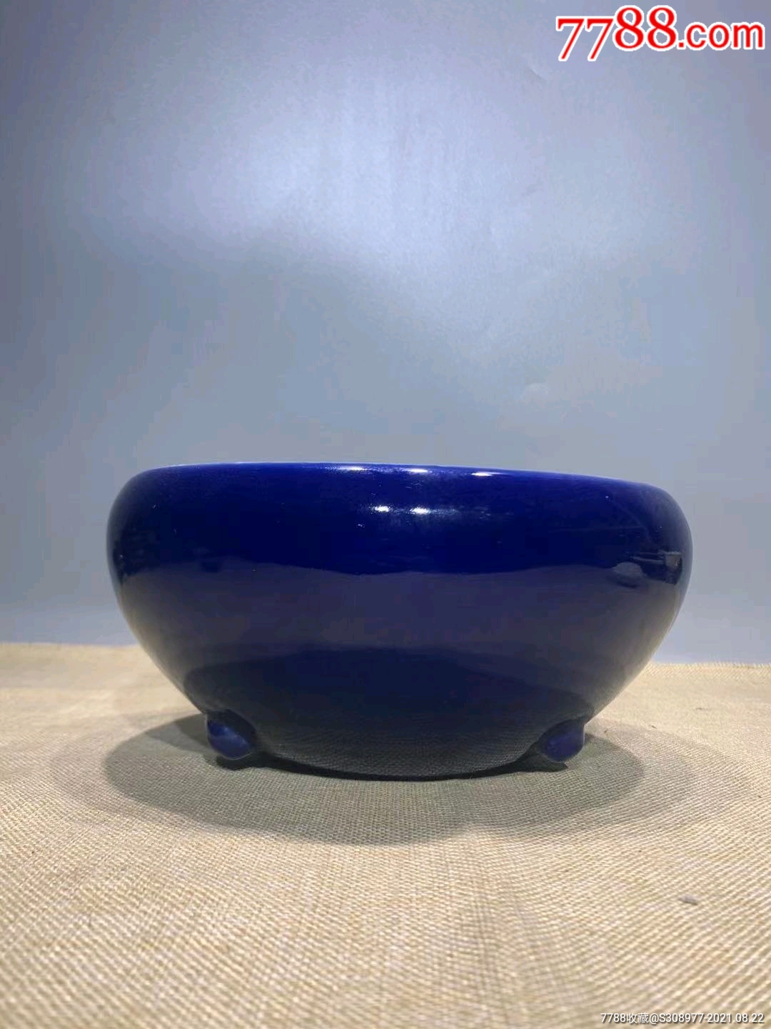 清代中期季蓝釉香炉