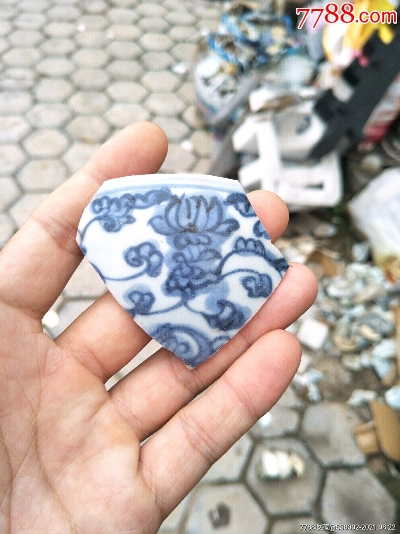 明代正德青花瓷片残片临清运河古玩店万枚瓷片标本馆