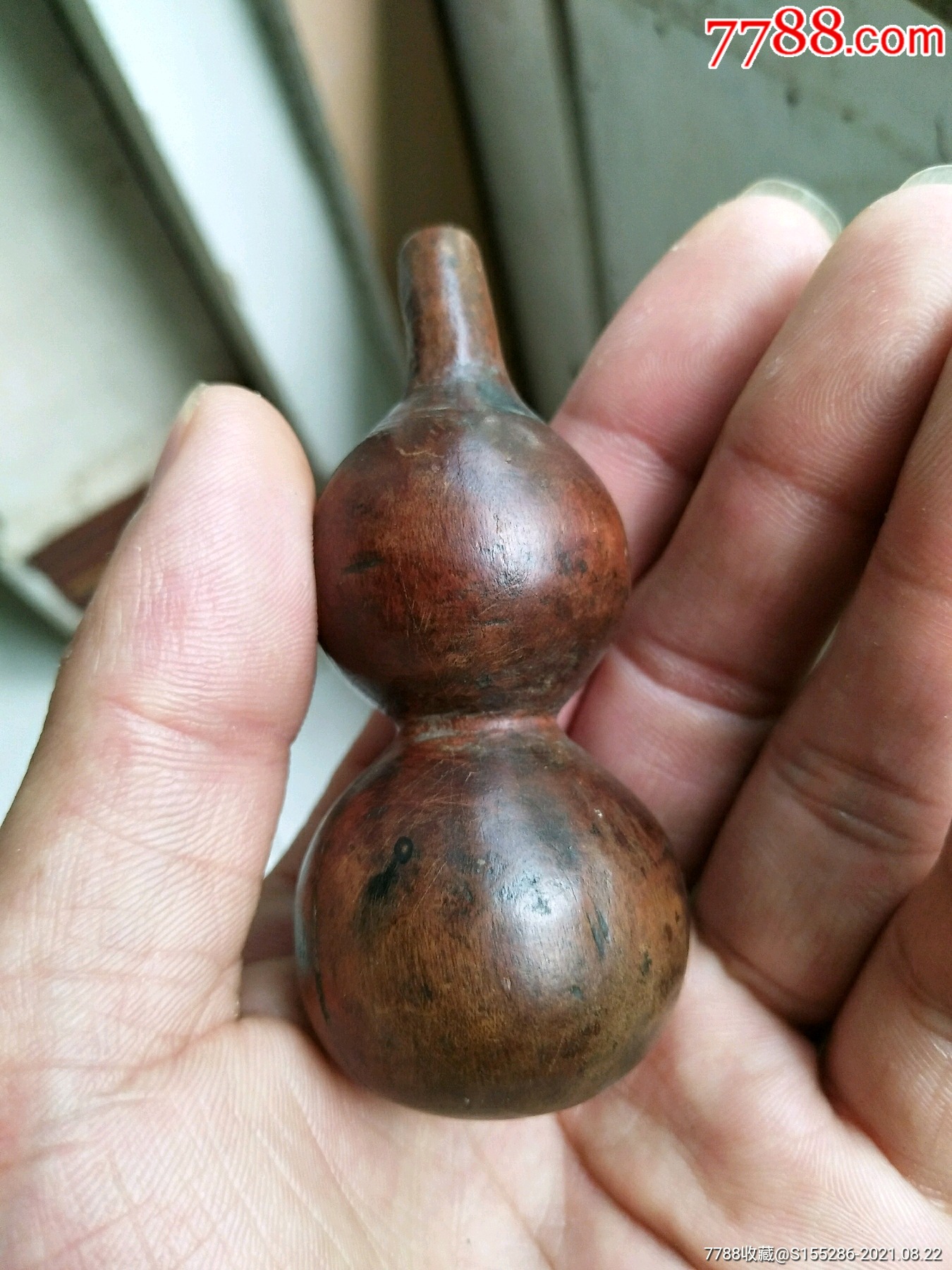 清代黄杨木宝葫芦,高7.6厘米,葫芦寓意福禄,品相如图,皮壳包浆一流