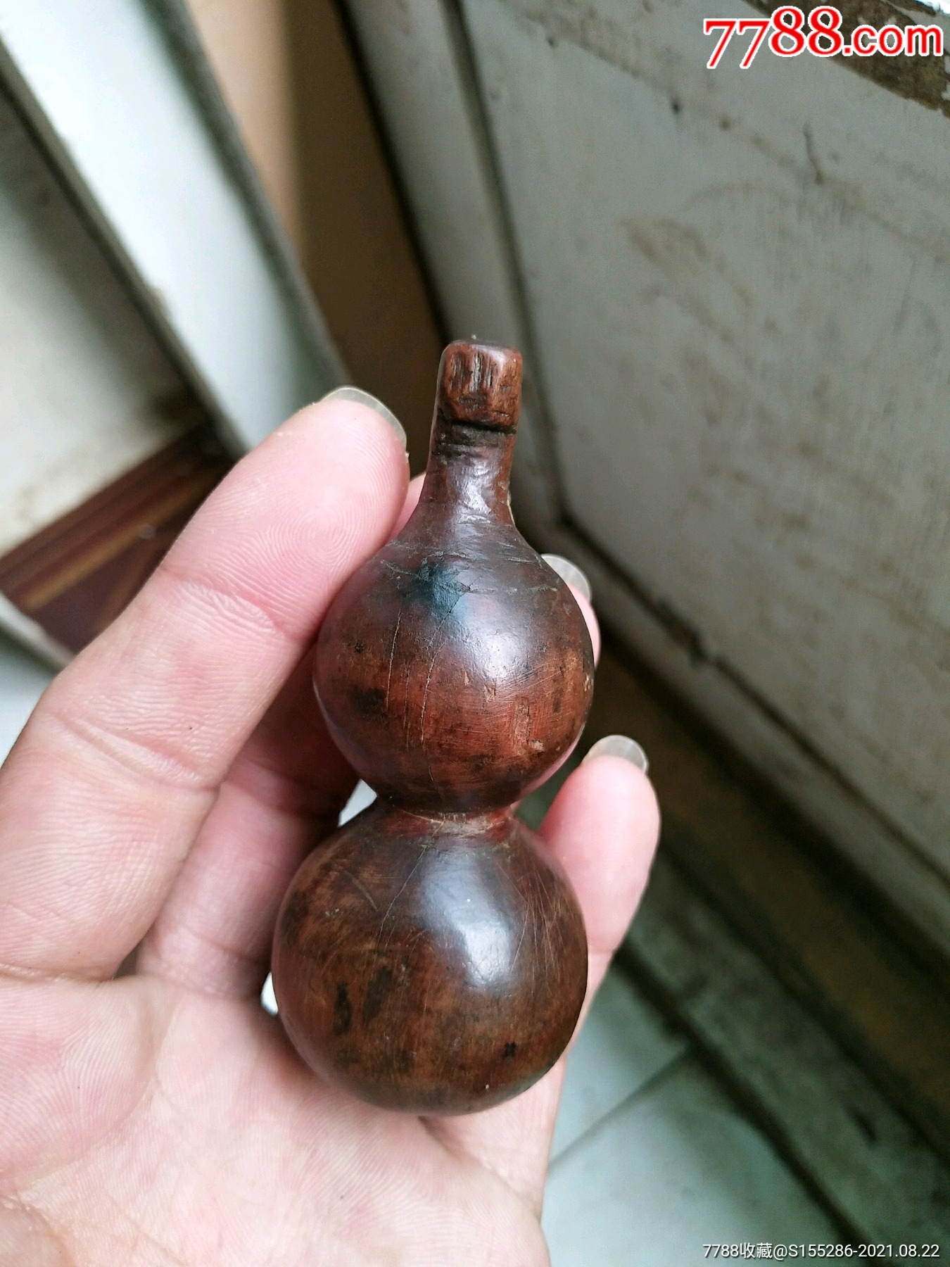 清代黄杨木宝葫芦,高7.6厘米,葫芦寓意福禄,品相如图,皮壳包浆一流