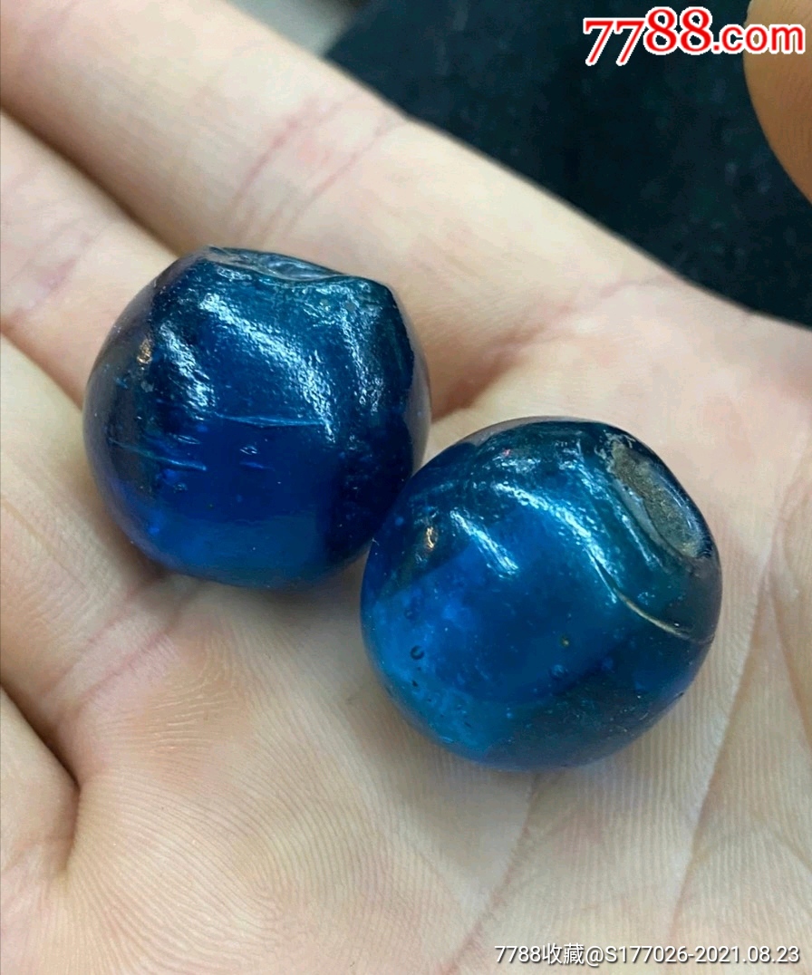 战汉蓝色琉璃珠子20
