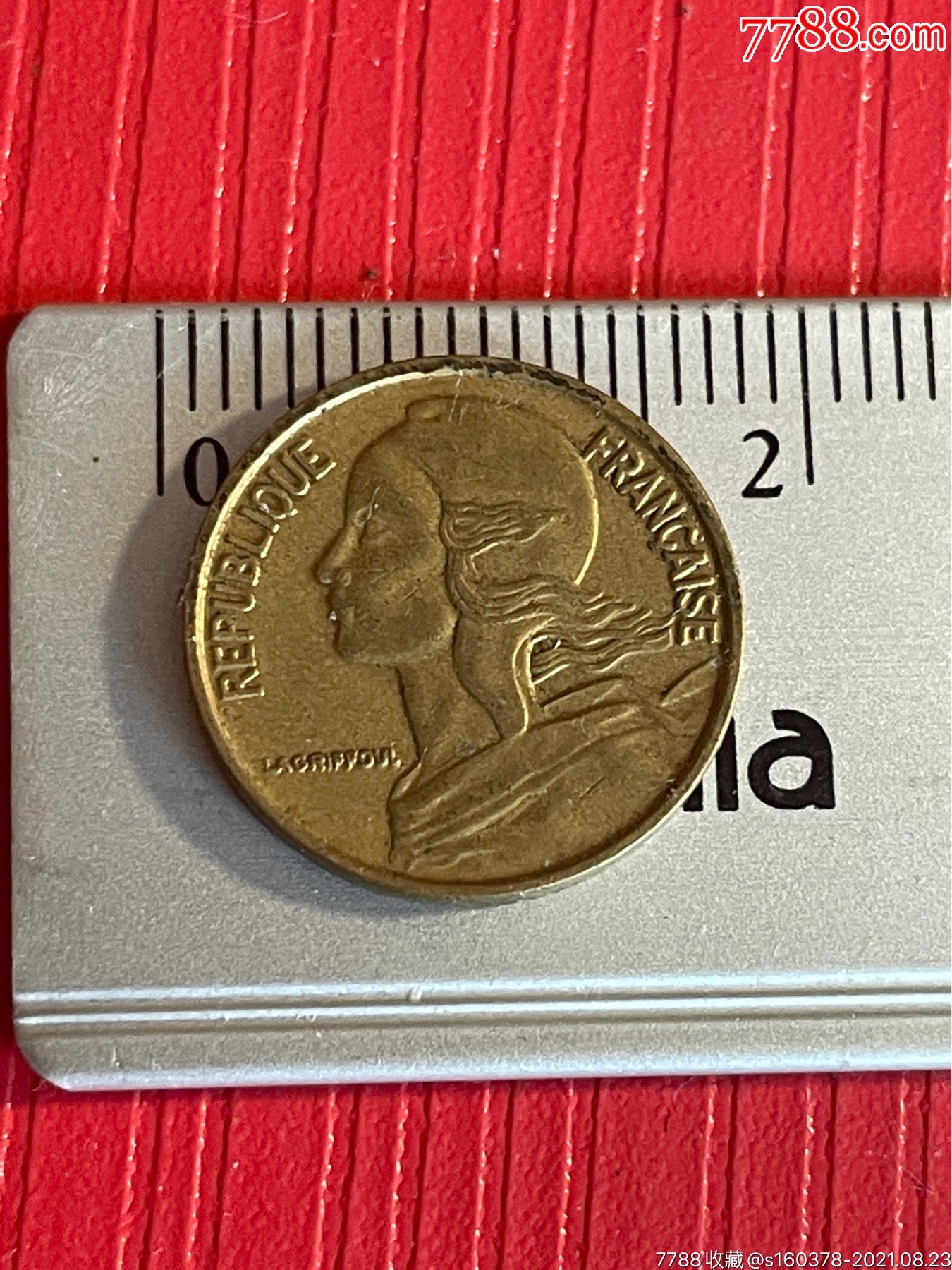 法国硬币1966年5生丁17mm铜币欧洲外国硬币