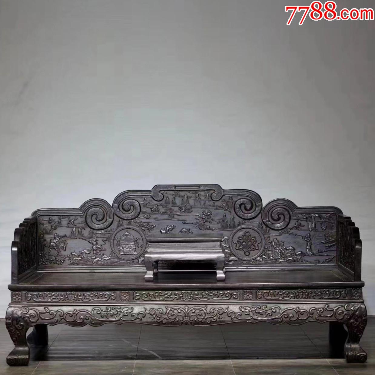 晚清民国满工檀木罗汉床