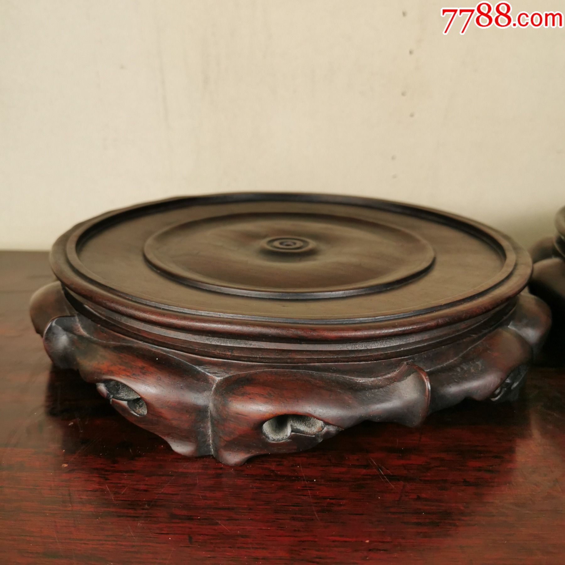 硬木底座木制花瓶座古玩木器家具雕花圆座托放置各类瓷器花卉摆件