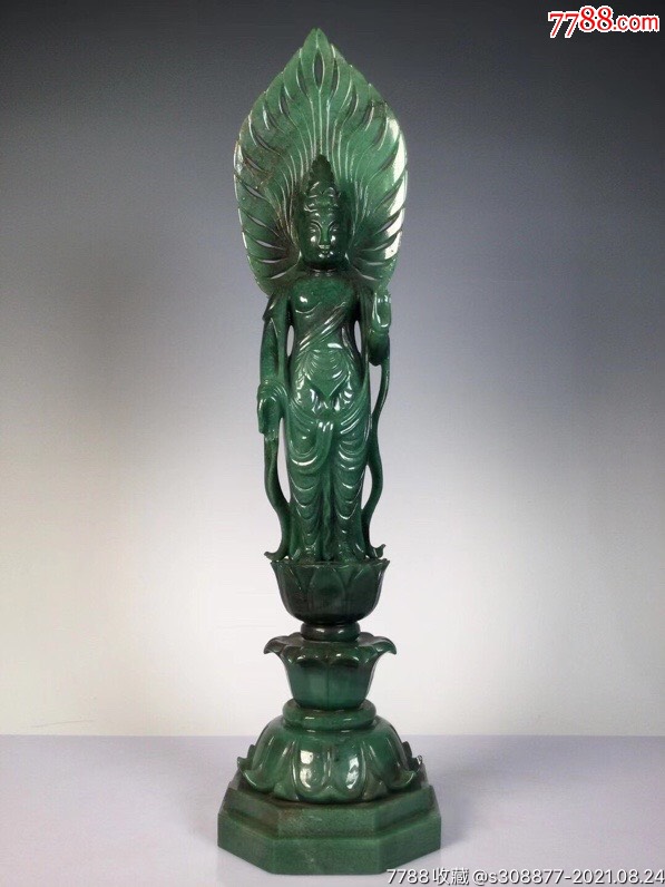 特价3300元创汇时期东陵玉雕刻北纬时期风格佛站像全品高48厘米宽12厘