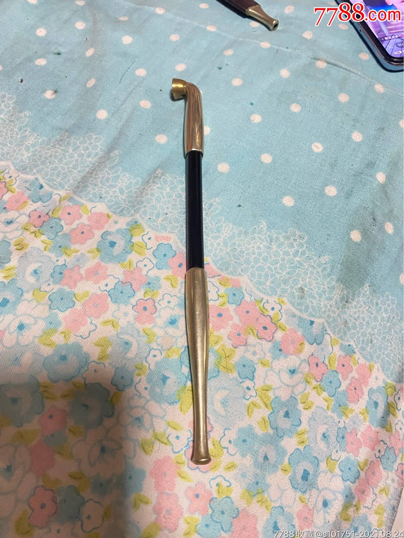 日本铜镀银烟袋