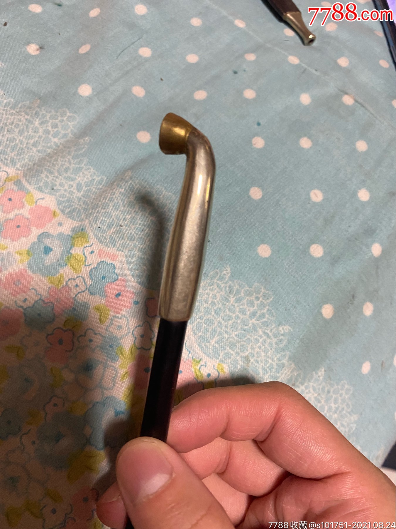 日本铜镀银烟袋