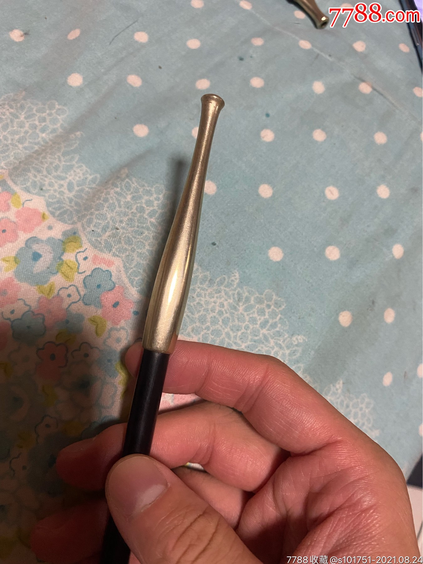 日本铜镀银烟袋