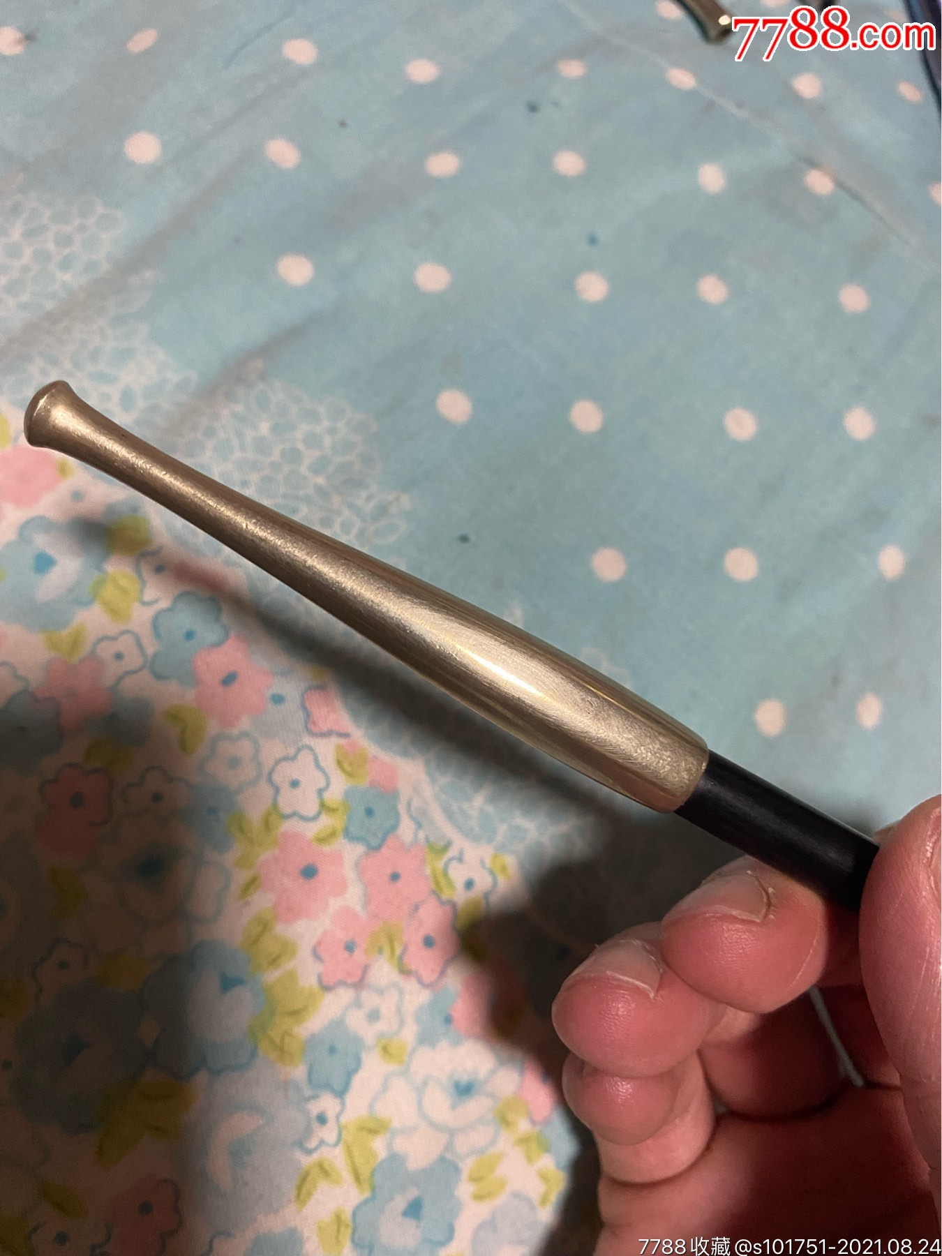 日本铜镀银烟袋