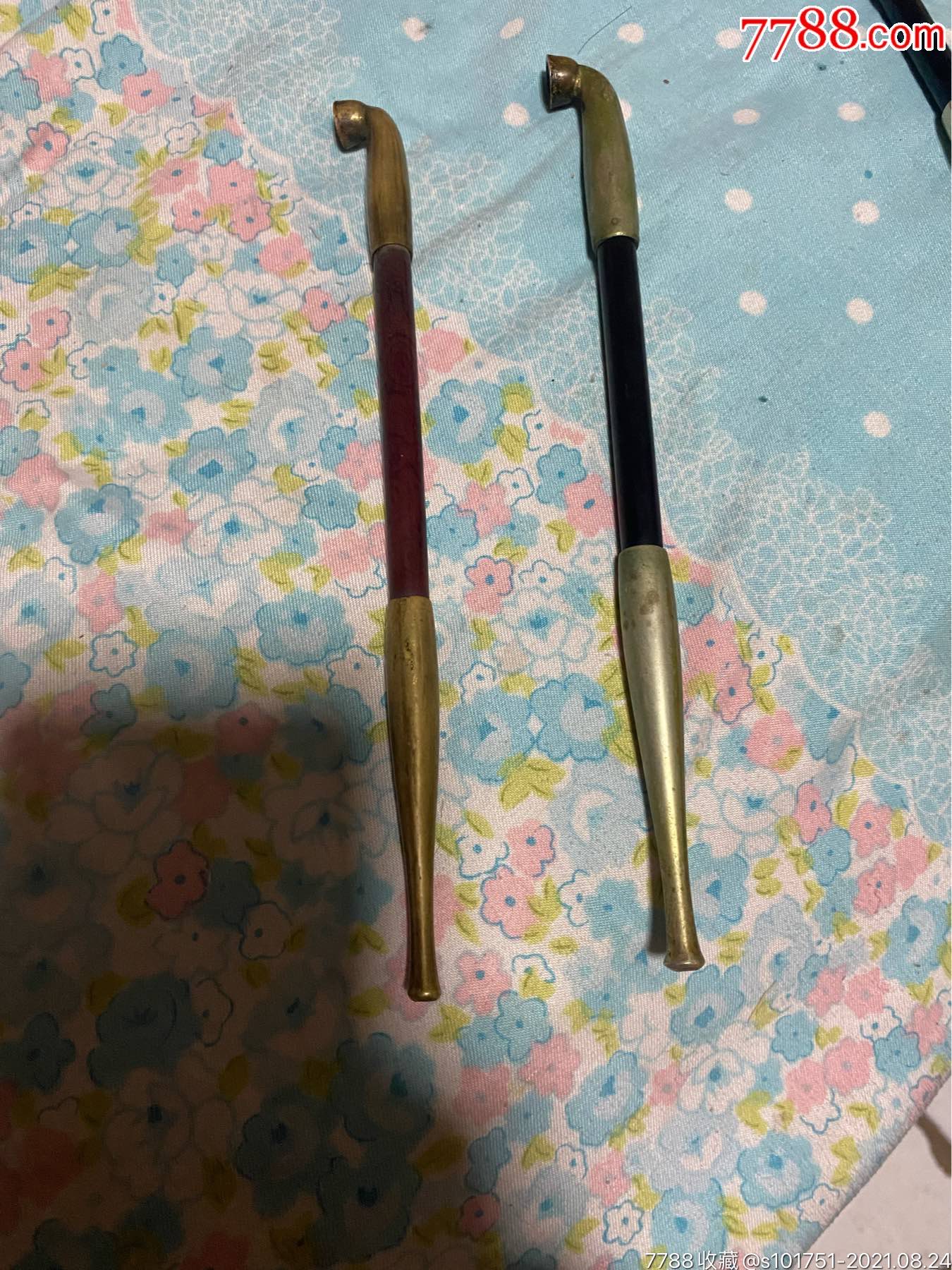 日本铜镀银烟袋