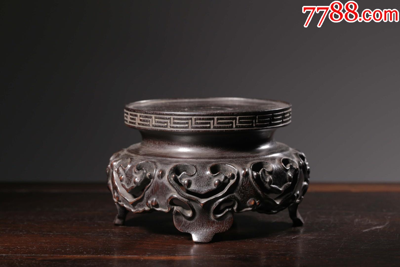 清小叶紫檀雕灵芝纹文房底座