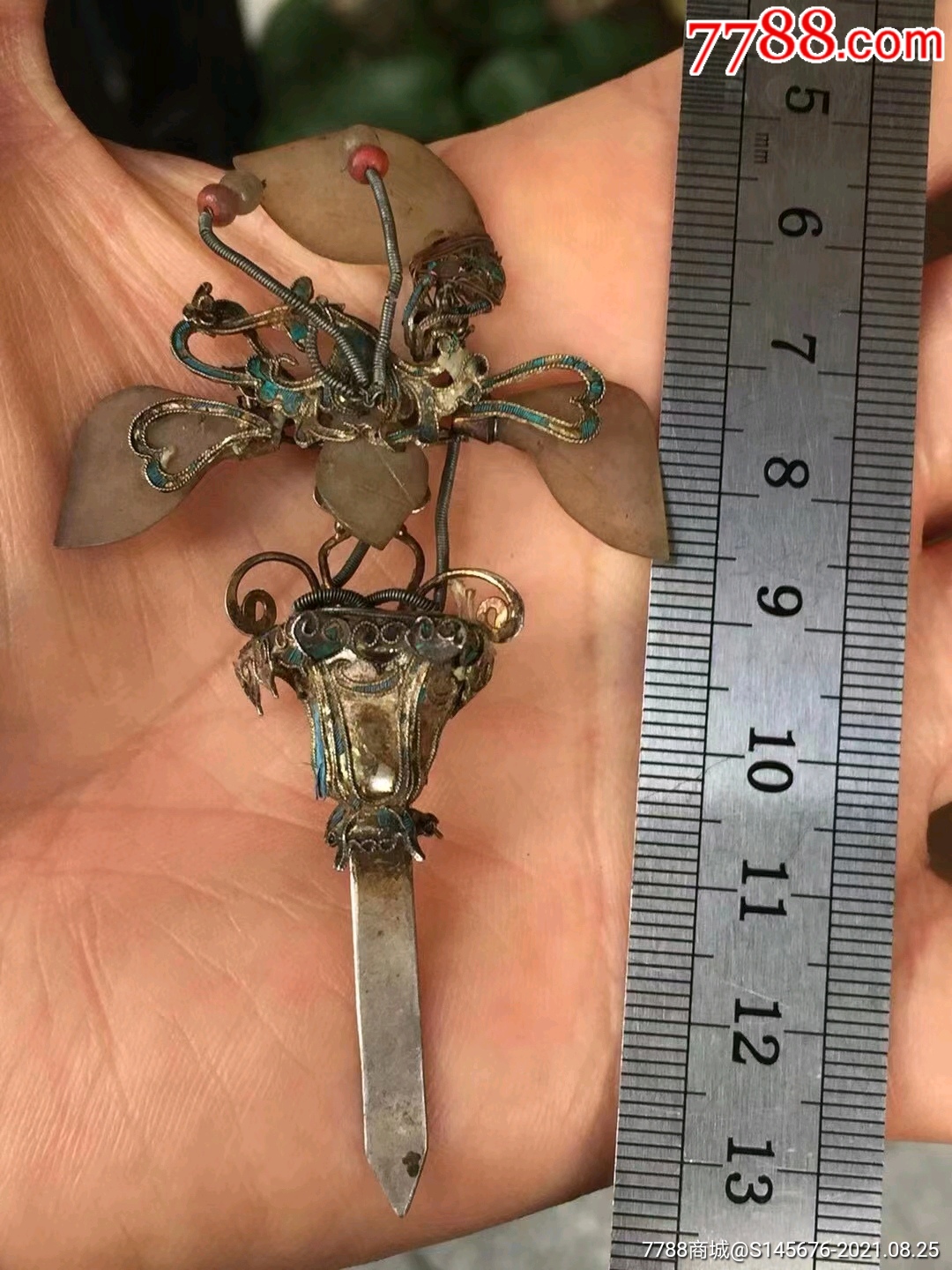 立体花篮老银钗-价格:880元-se82234514-银簪/银钗-零售-7788小人书