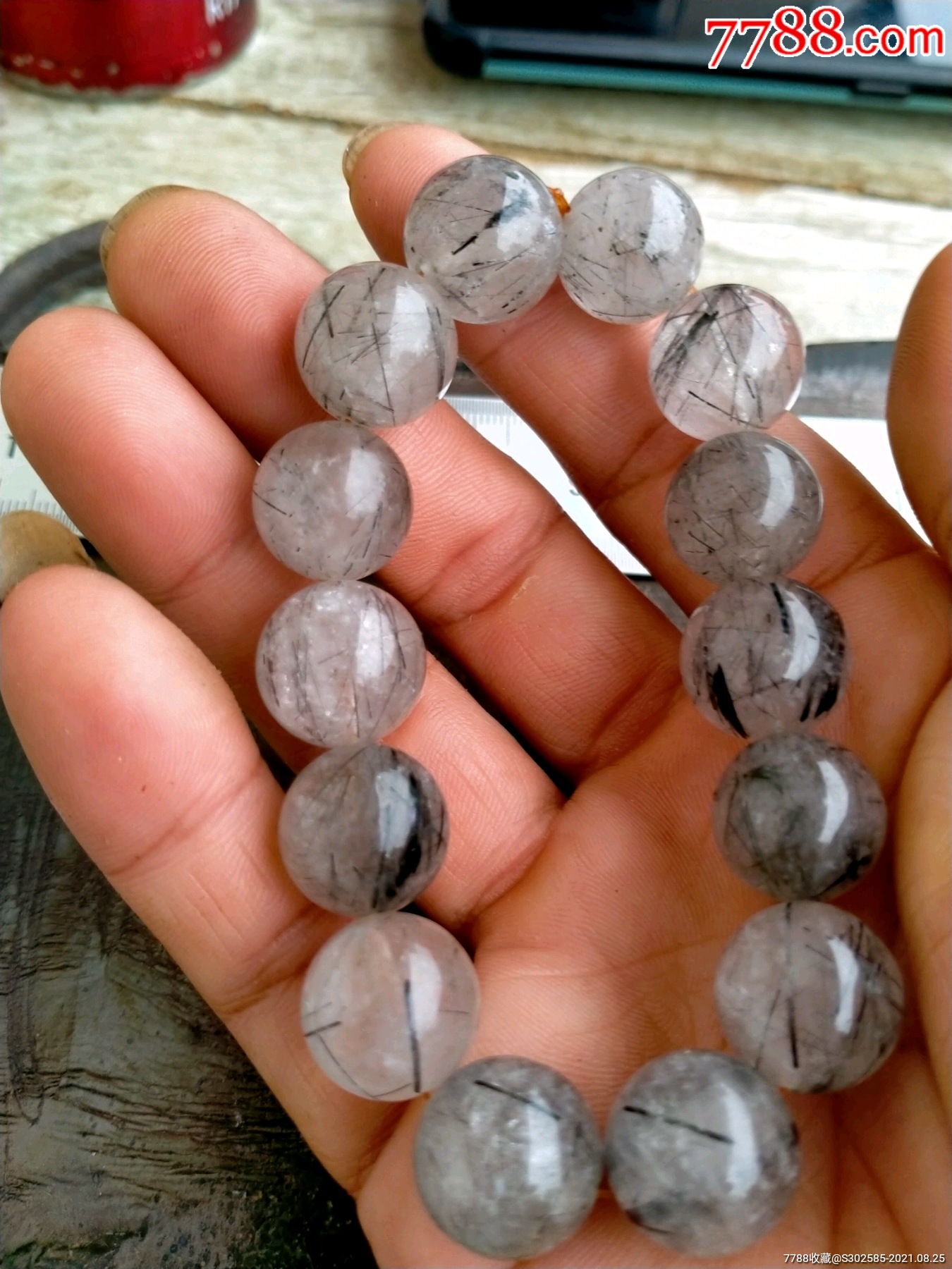 黑发晶天然水晶手串水晶珠子老水晶-价格:800元-se82235371-水晶-零售