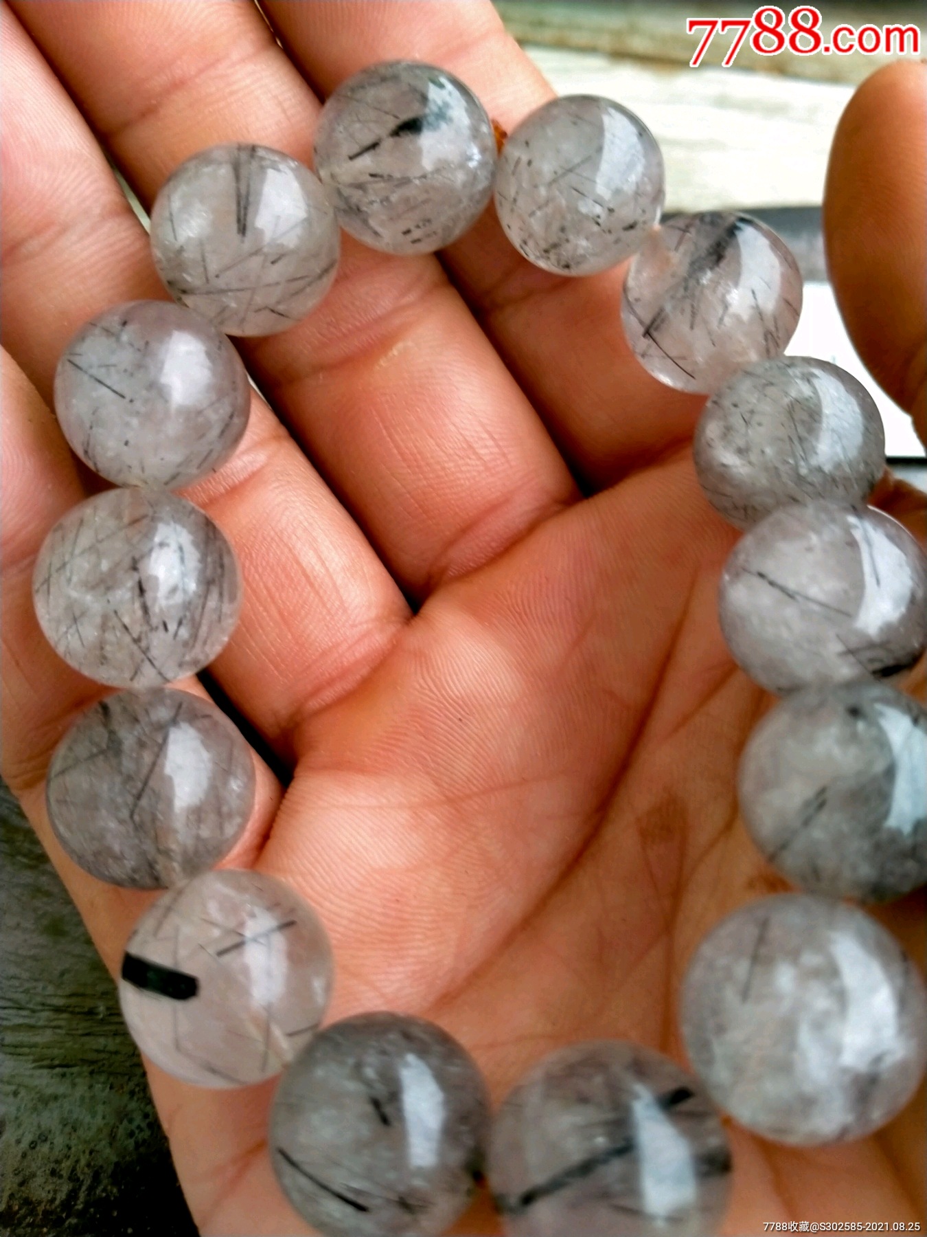 黑发晶天然水晶手串水晶珠子老水晶