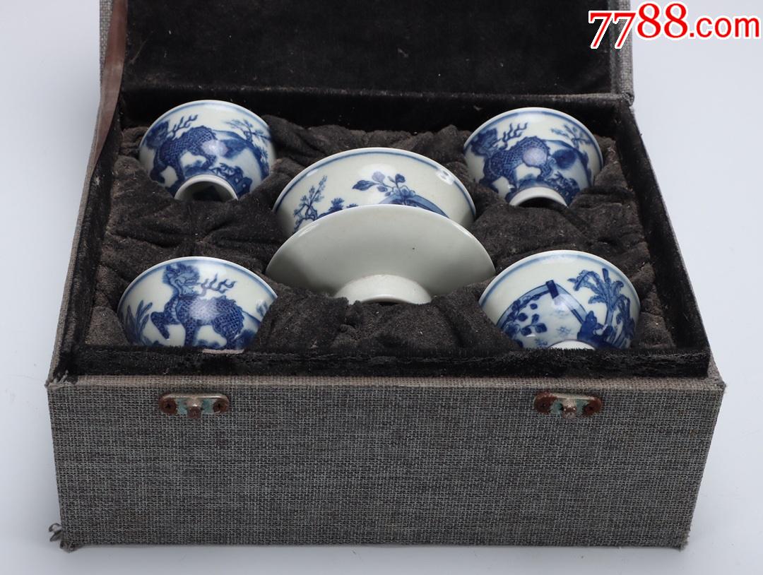 清代-青花芭蕉麒麟纹茶具一套-价格:6800元-se82238956-套装茶具-零售