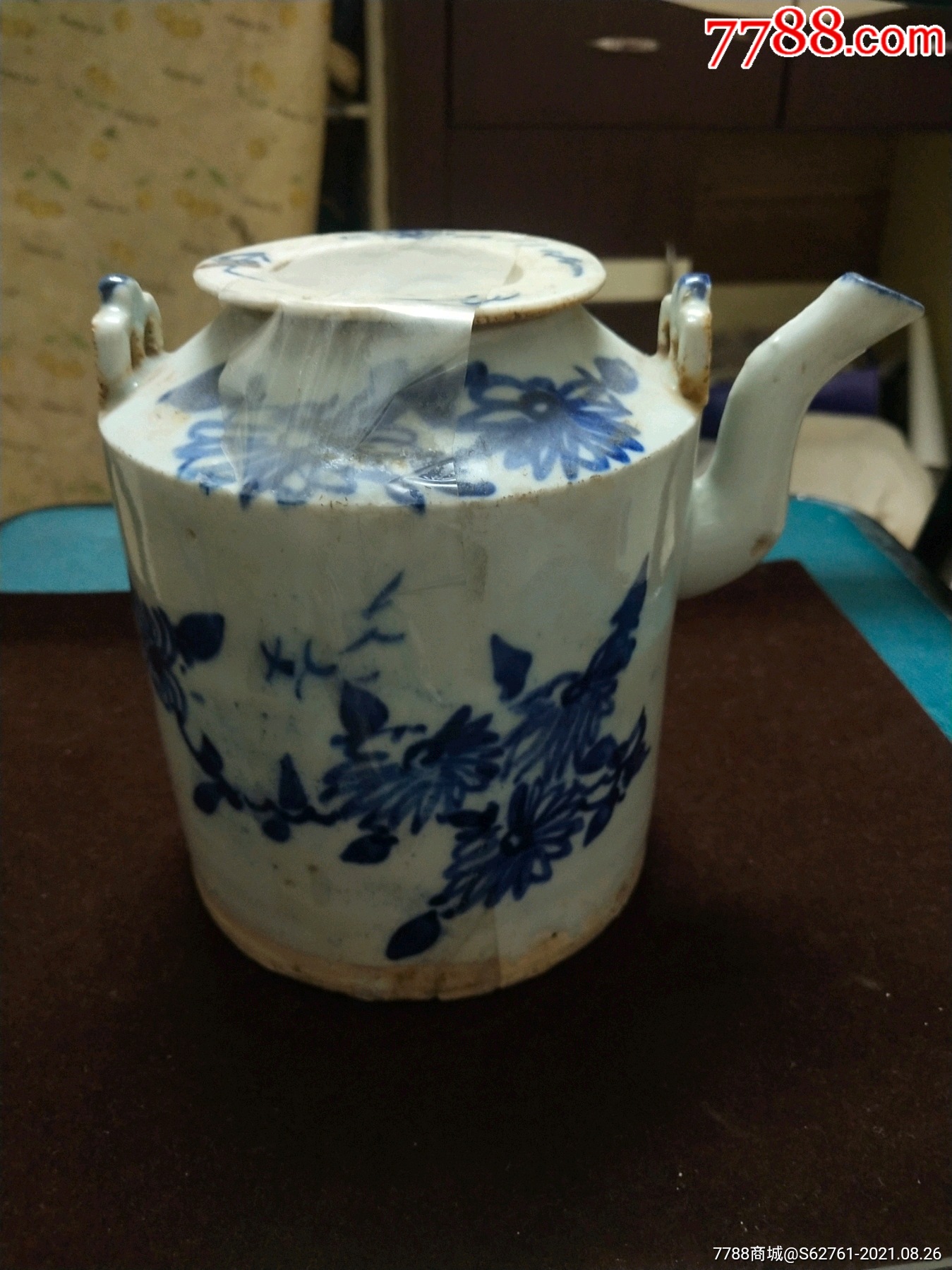 d012清,民国青花纹提梁壶