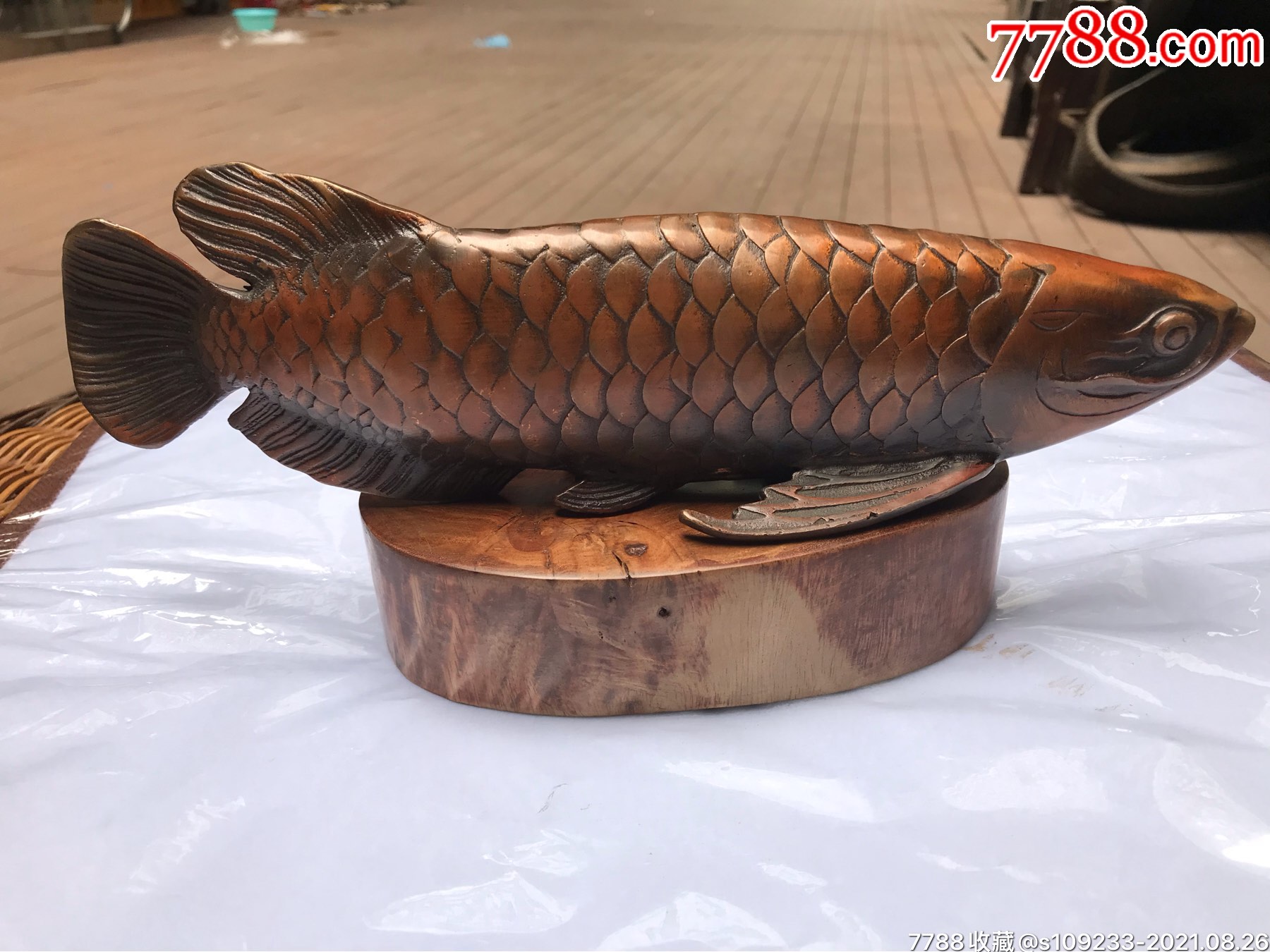 民国全黄铜手工摆件鱼