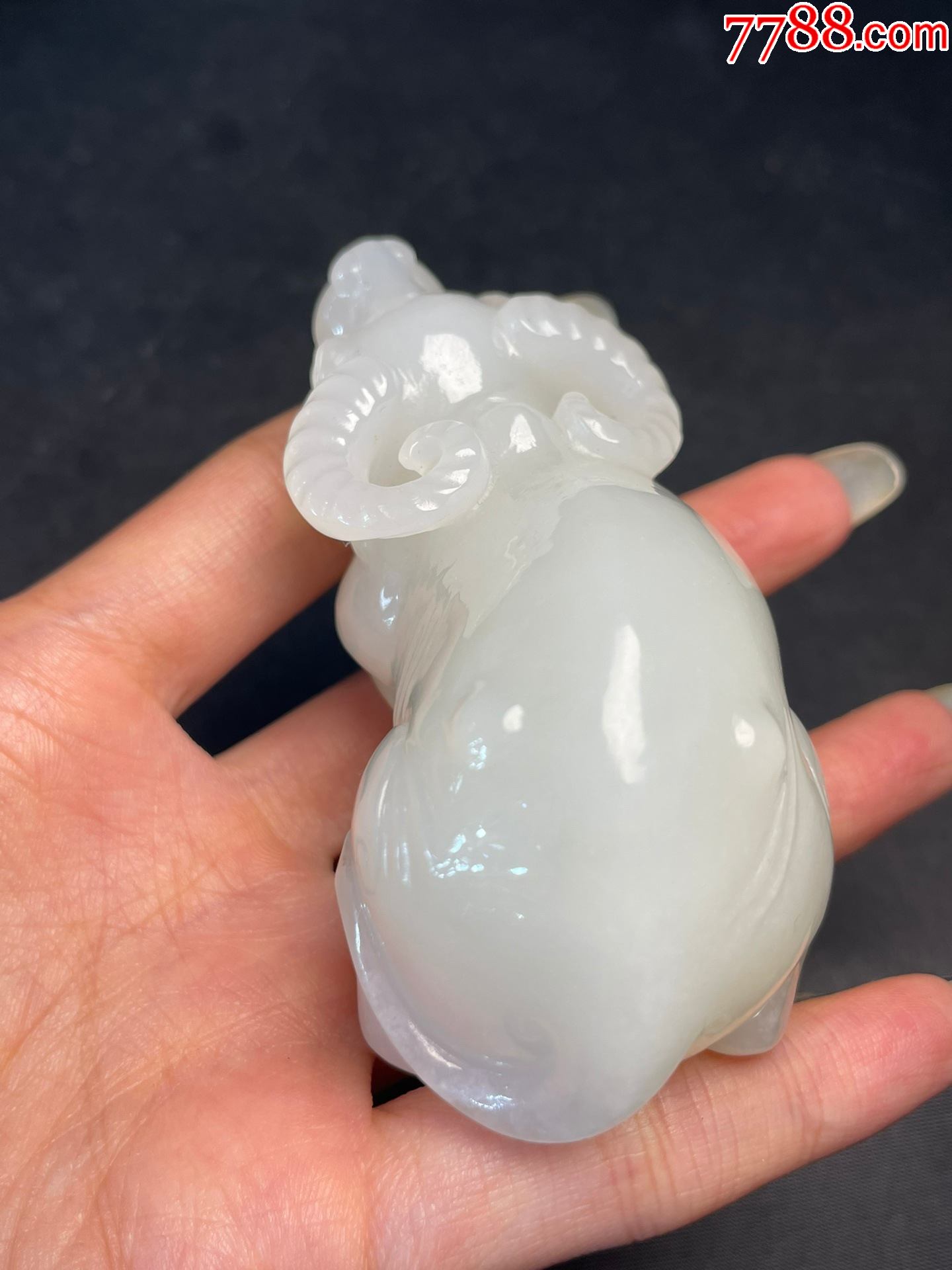 和田玉羊脂玉手把件牛气冲天_和田玉_配件图片_收藏价格_7788钟表收藏