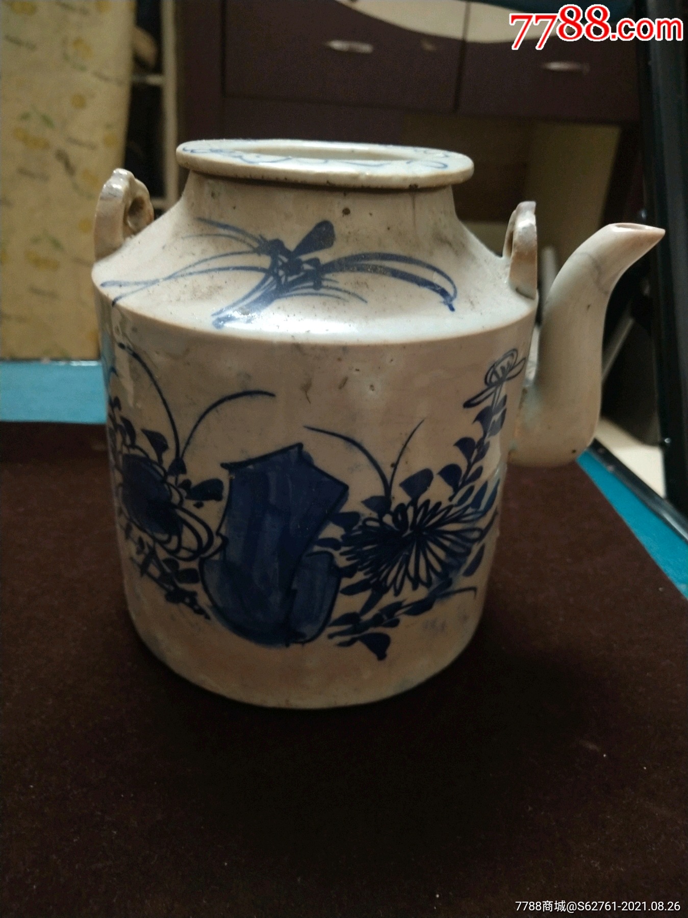 d010清,民国青花纹提梁壶