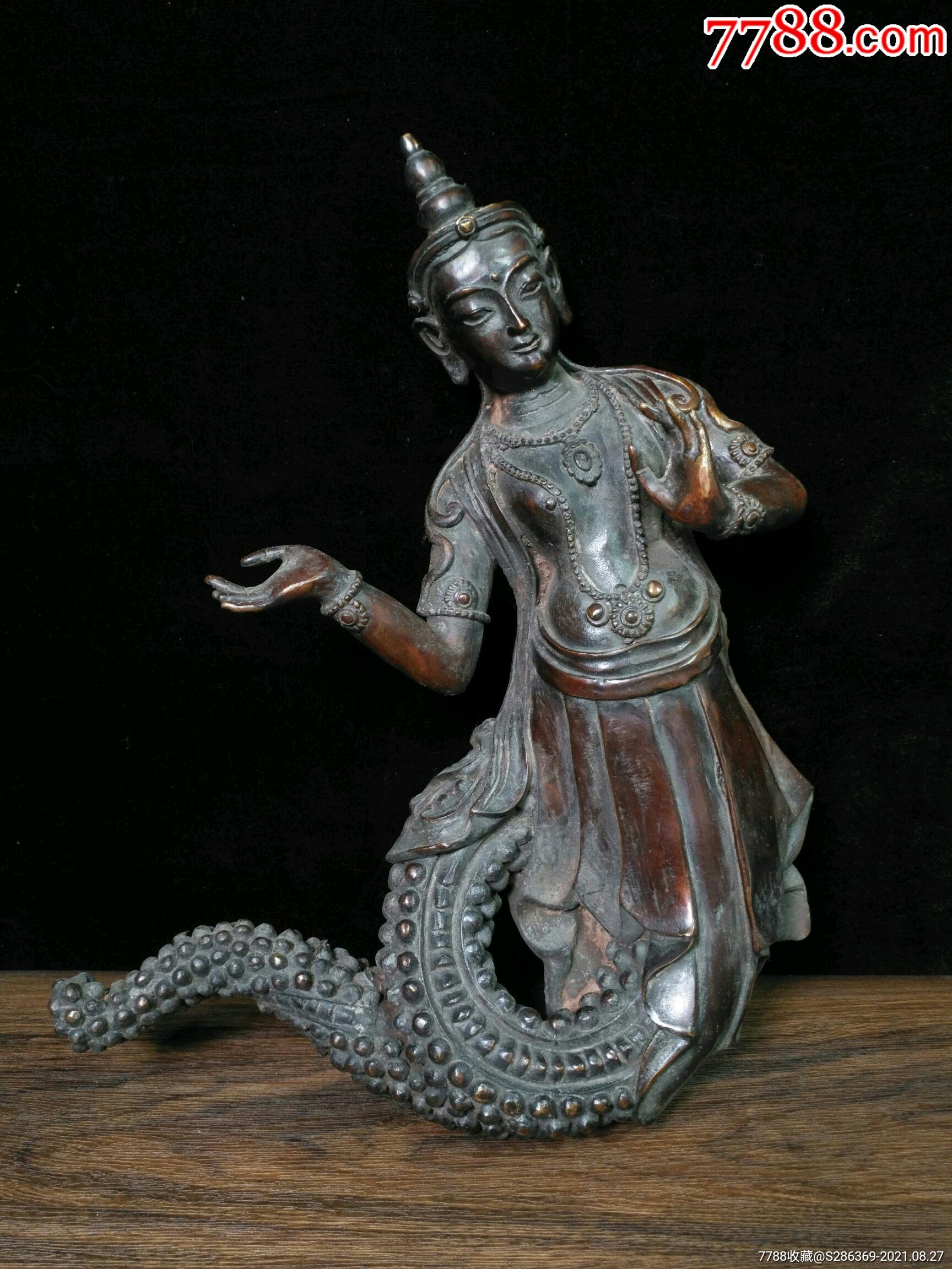 回流纯铜日本佛教菩萨《龙身观音菩萨》-铜像/铜佛像-7788钱币网