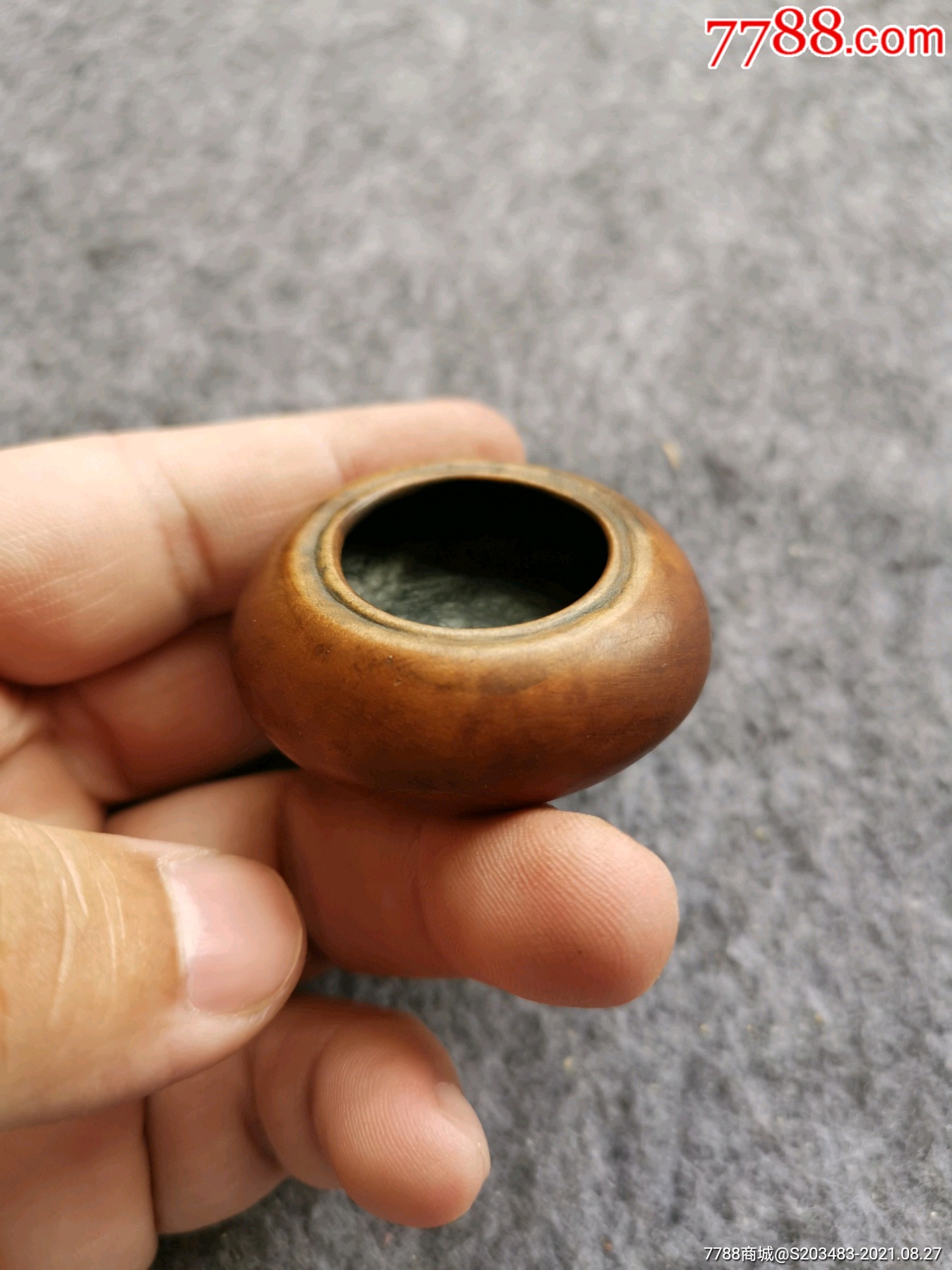 清末民国黄杨木雕刻水盂文房用品老木器