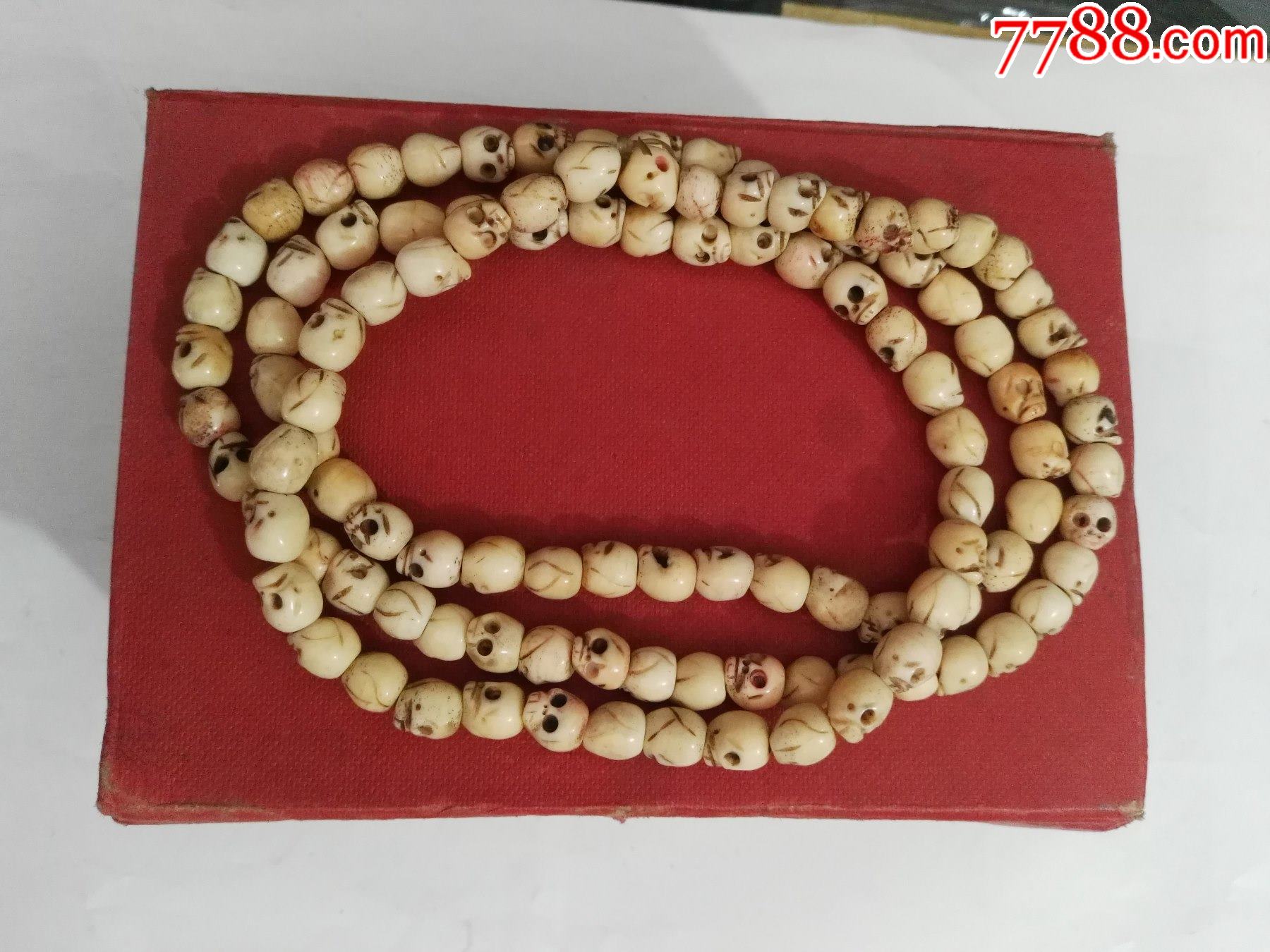 民国骨质骷髅颈链108颗,(每颗黄豆大小)_吊坠/项链_红色纸品行【7788