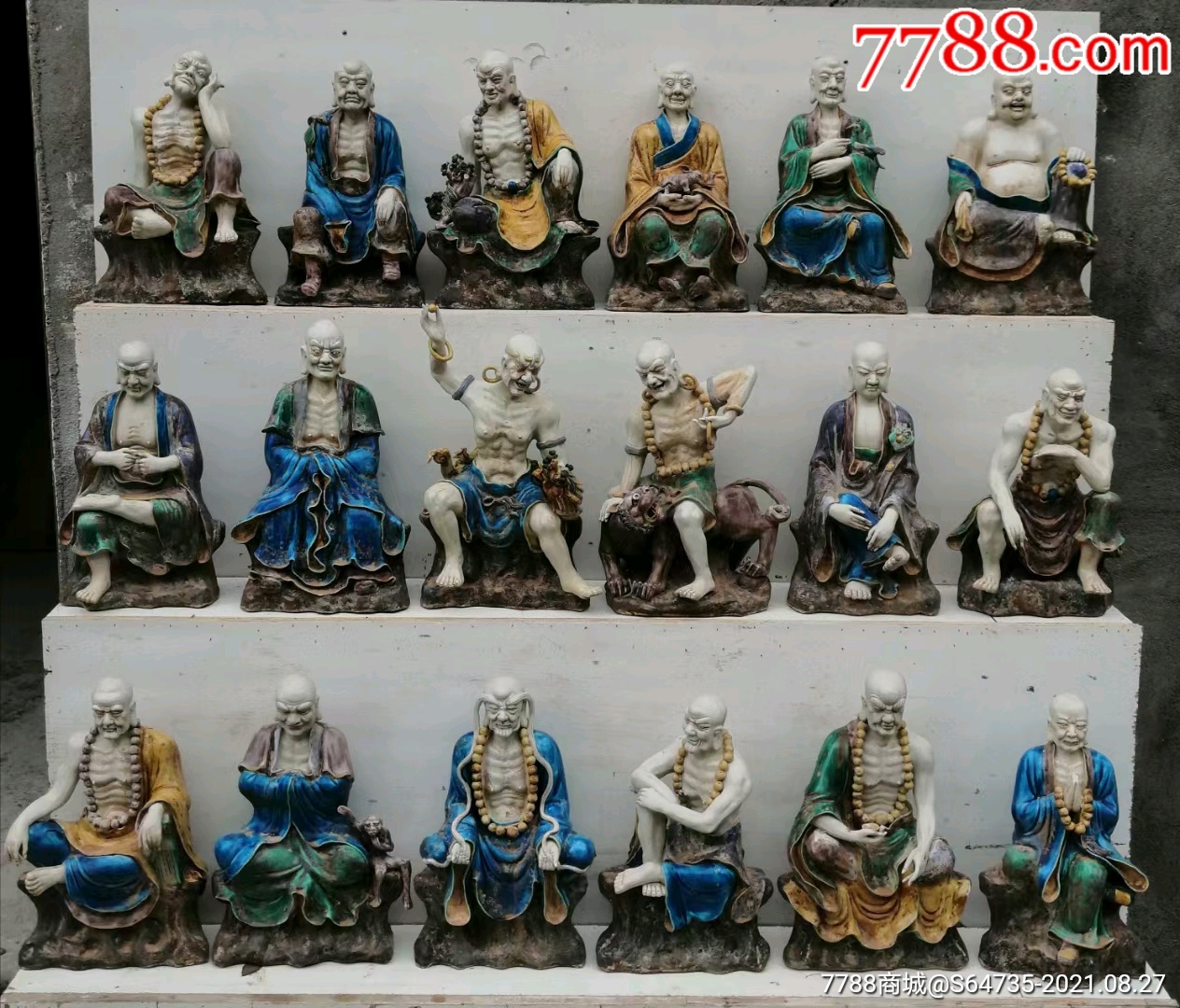 陶瓷精雕十八罗汉