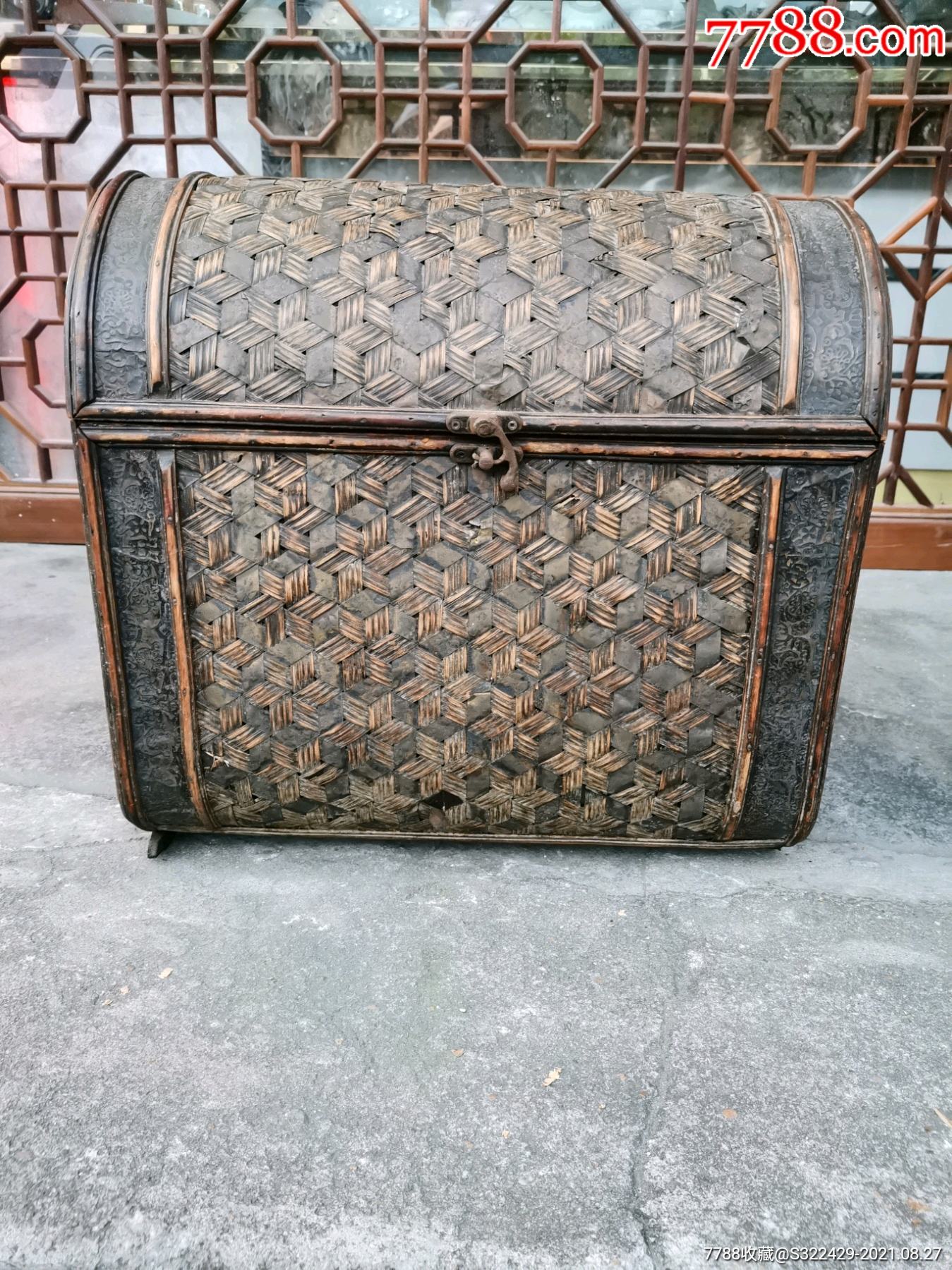 清末民国老竹编箱子行李箱手提箱