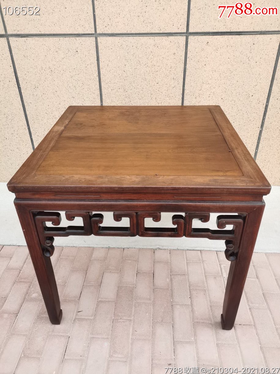 清晚,苏作古典,花梨木(鲜红木)拐子龙八仙桌.