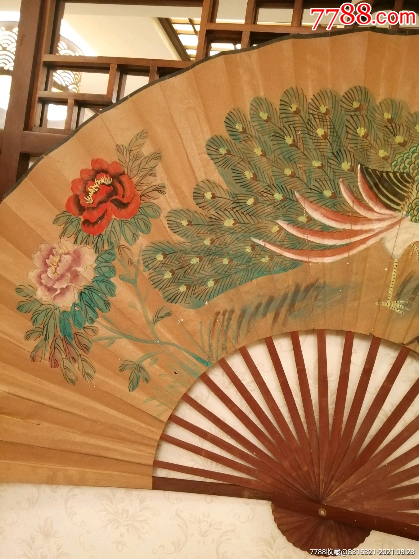 孔雀牡丹图2米一11米尺寸大幅大扇子