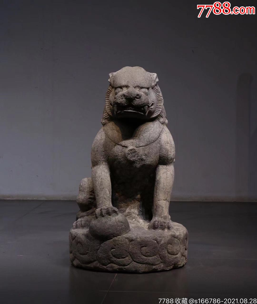 宋元雄狮青石,造型霸气十足,肌肉矫健面露獠牙寓意镇宅招财进宝纳福