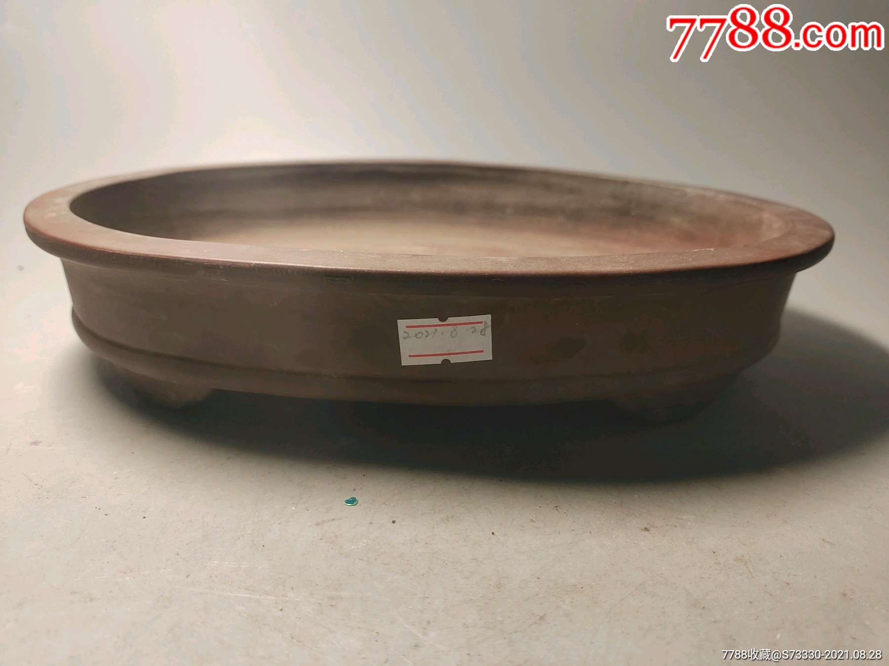 80年代左右中国宜兴漂口椭圆形紫砂花盆无洞