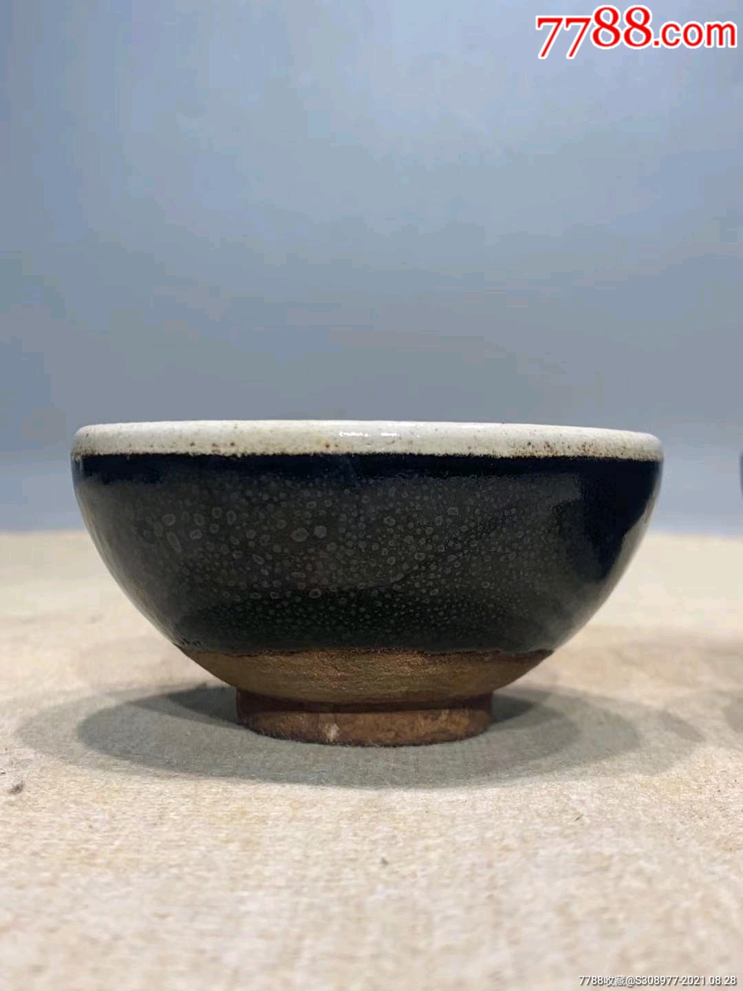 宋代油滴白覆轮茶盏一对