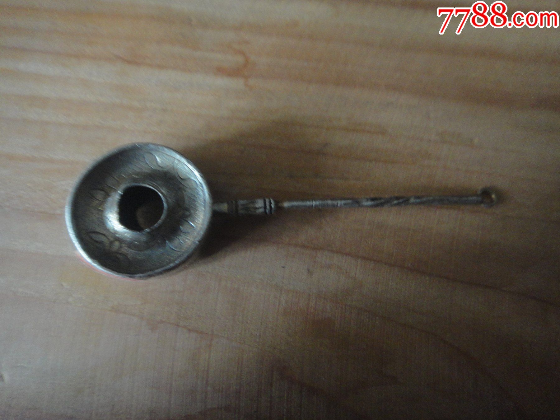 老银质有柄仿生口技哨子841