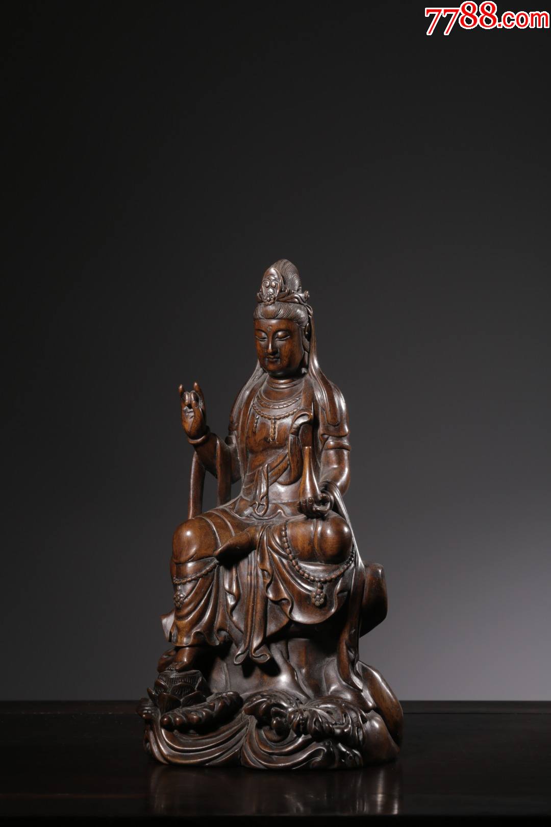 清海南黄花梨净瓶观音坐像