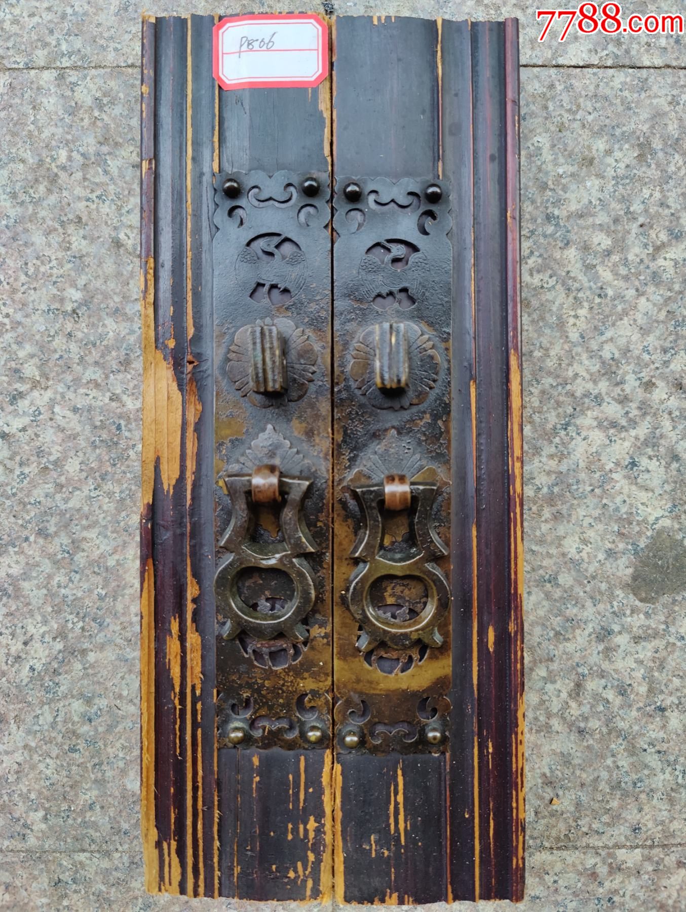 江西清三代老柜子铜攀拉手雕刻喜鹊山羊_价格500元_第1张_7788收藏