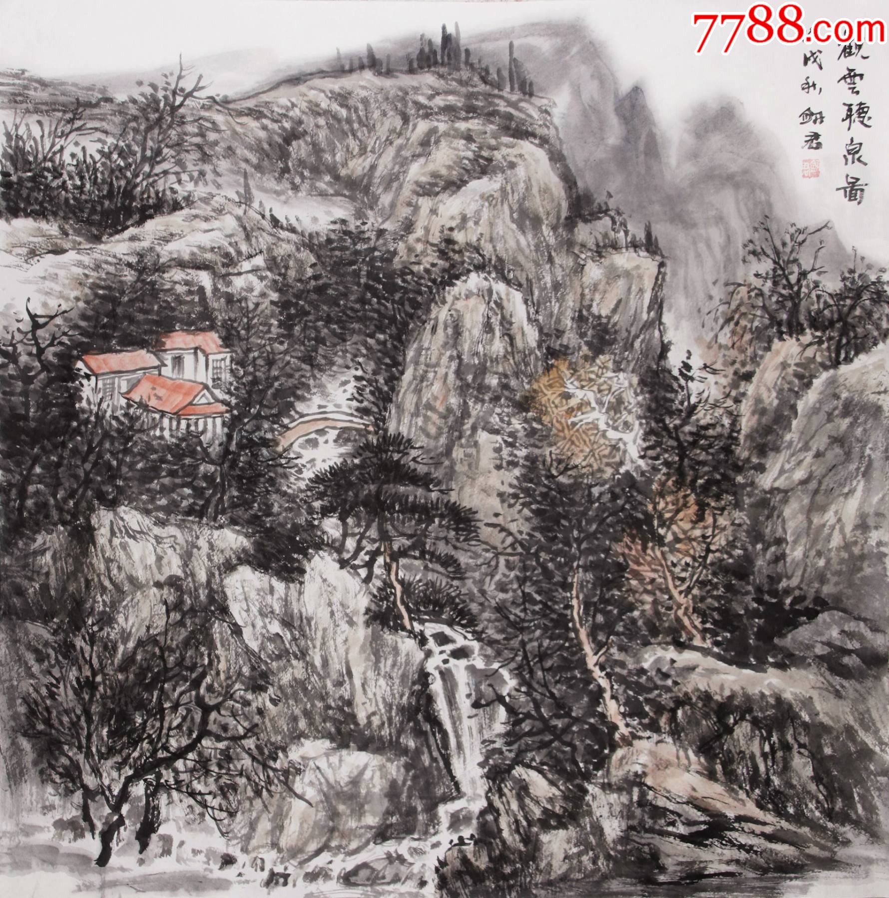 4尺斗方国画水墨山水画21