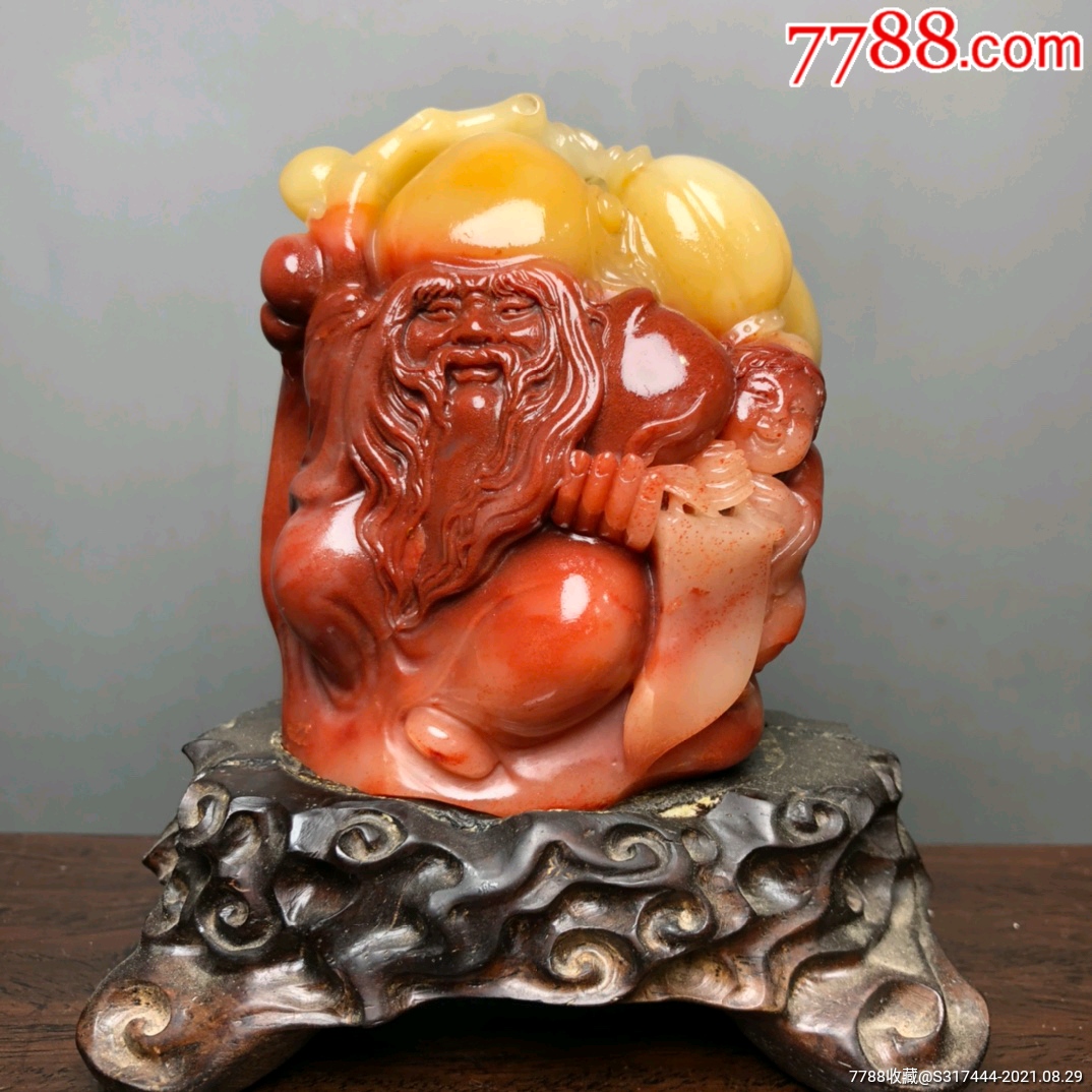 寿山石芙蓉石雕刻【寿星】摆件_价格5000元【沐风阁收藏店】_第1张