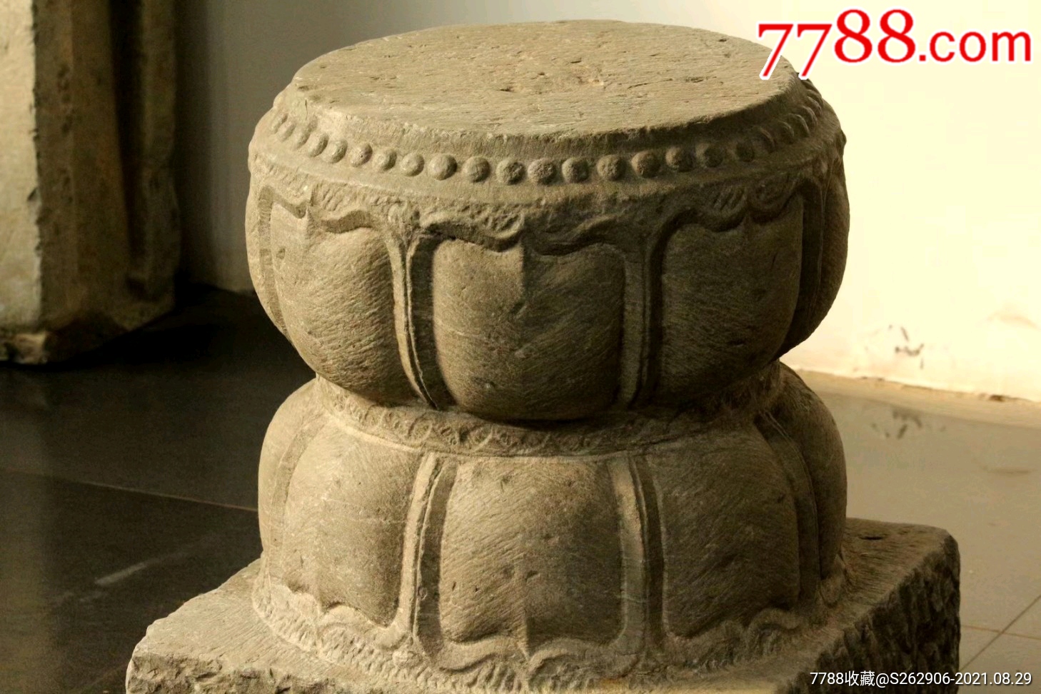 清代莲花石雕柱础青石鼓古玩古董石器石雕博物馆陈设会所摆设收藏