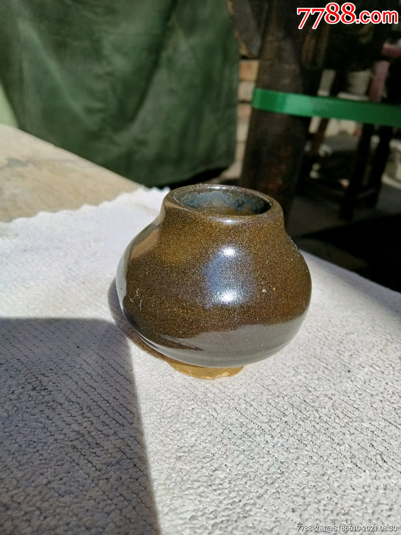 老窑瓷茶叶末釉鸡心罐_绿釉瓷_图片价格_收藏价值_7788钢笔收藏