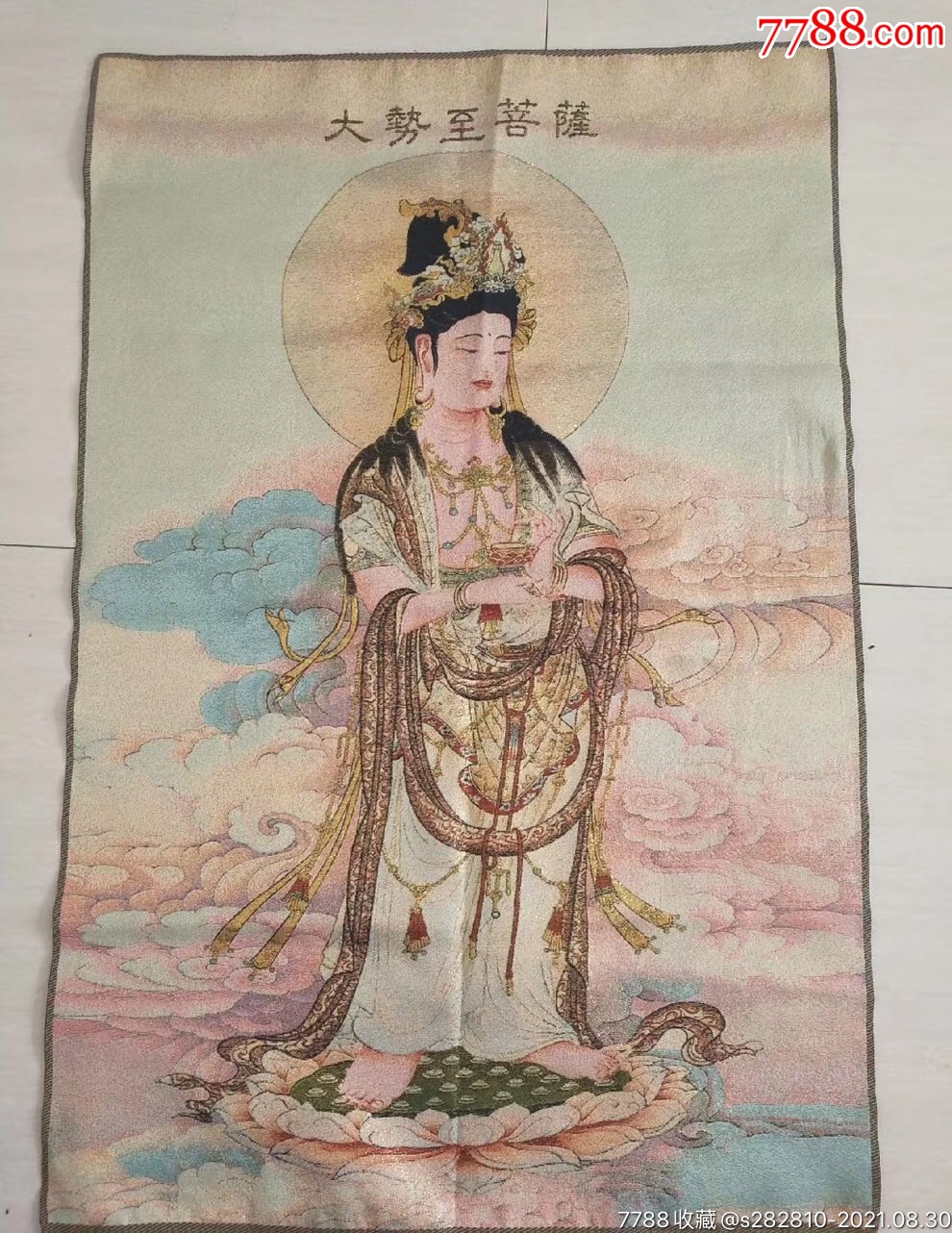 唐卡织锦画布画大势至菩萨