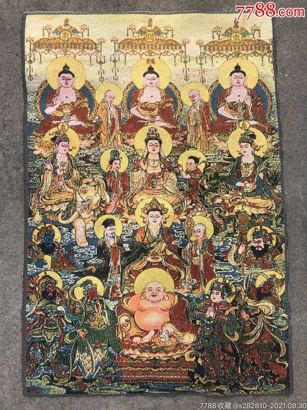 唐卡织锦画布画众佛图