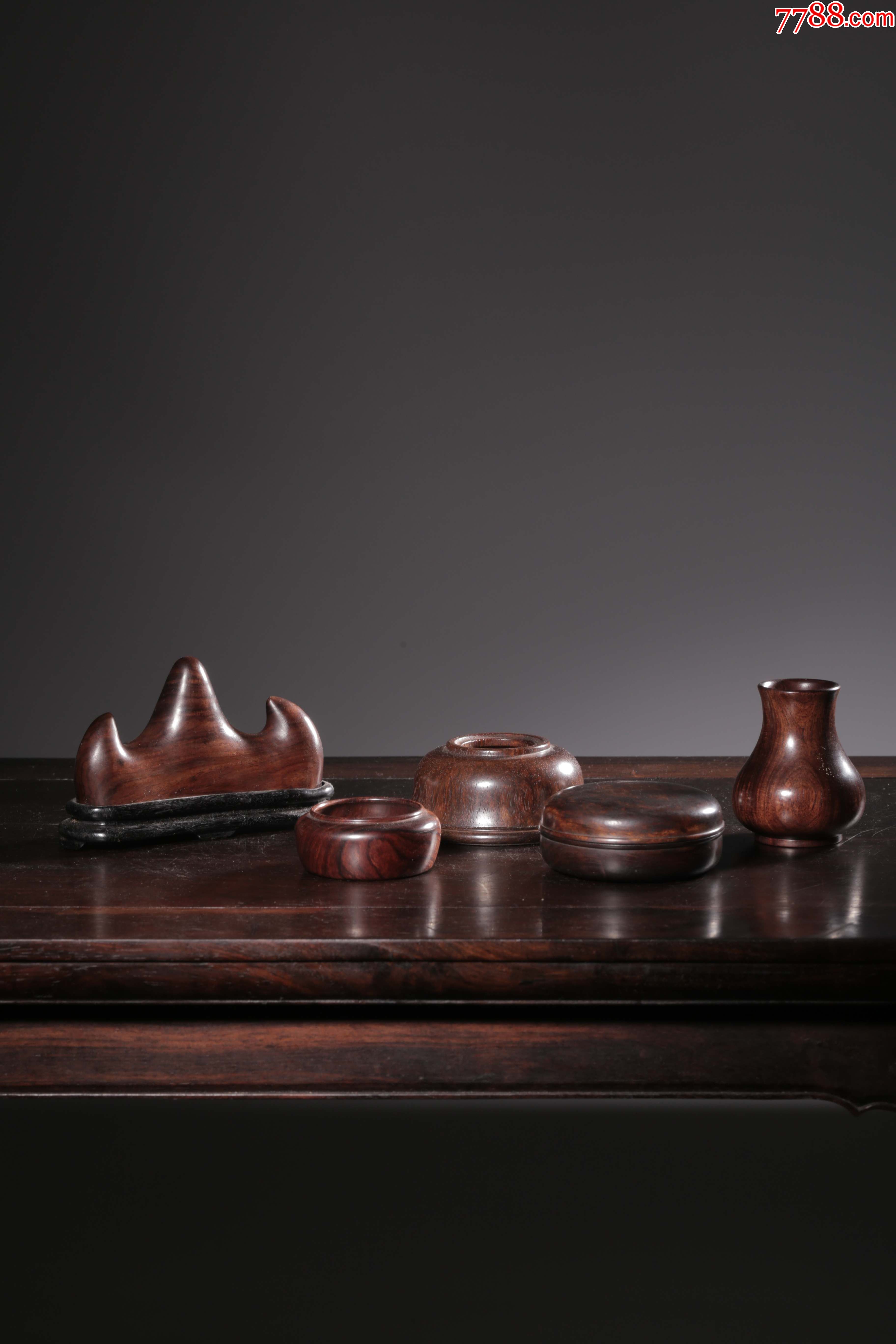 海南黄花梨文房器具五件一组_其他文房用具_第1张_7788老酒收藏