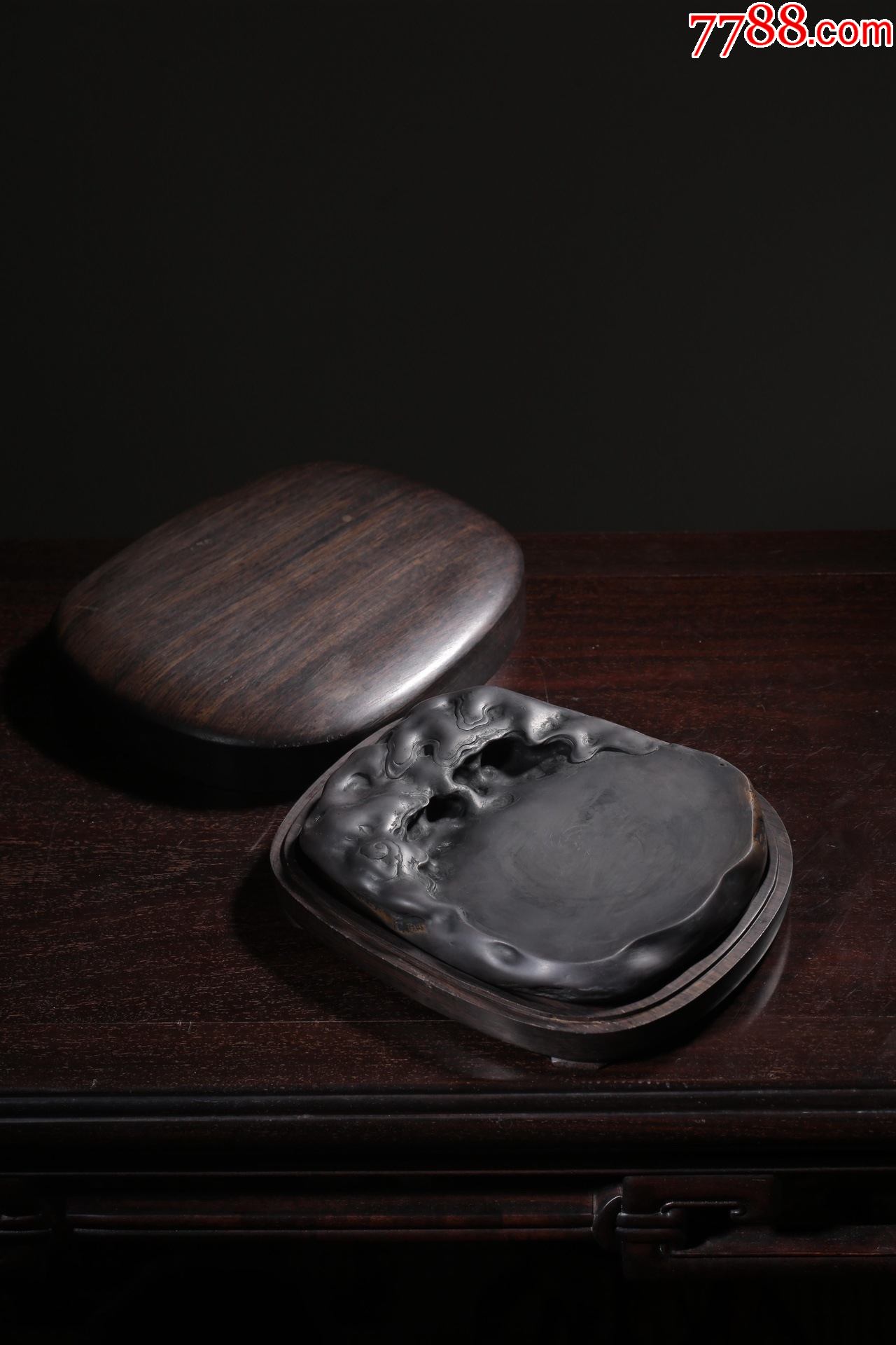 端石麻子坑雕天禄永昌随形文房端砚